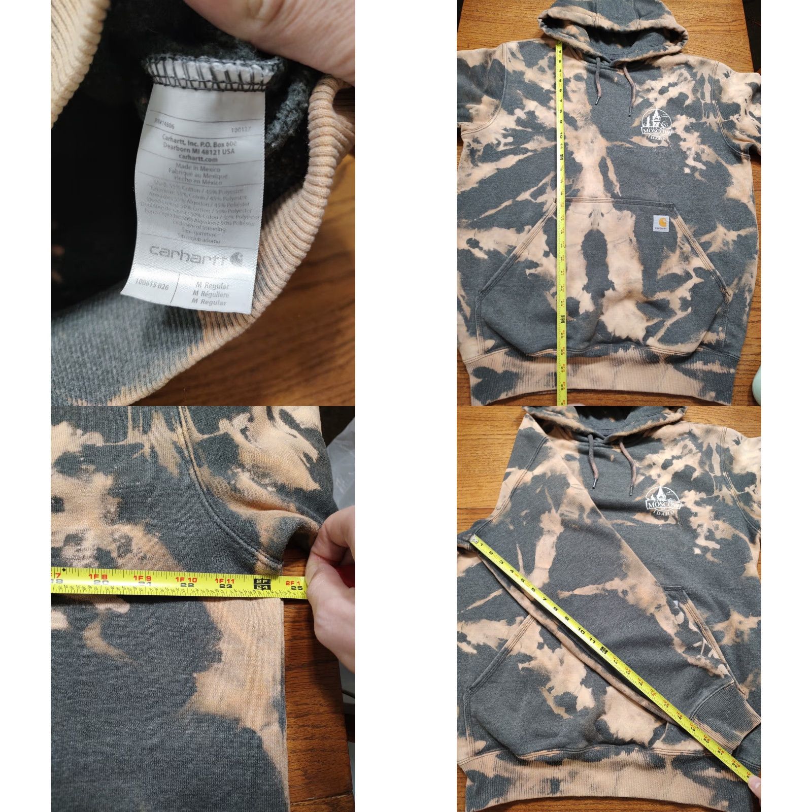 Carhartt Carhartt Hoodie Mens Tag Medium Gray Acid Wash Tie Dye Moscow Idaho 90s College Outdoor Pullover Sweatshirt Size US M / EU 48-50 / 2 - 8 Thumbnail