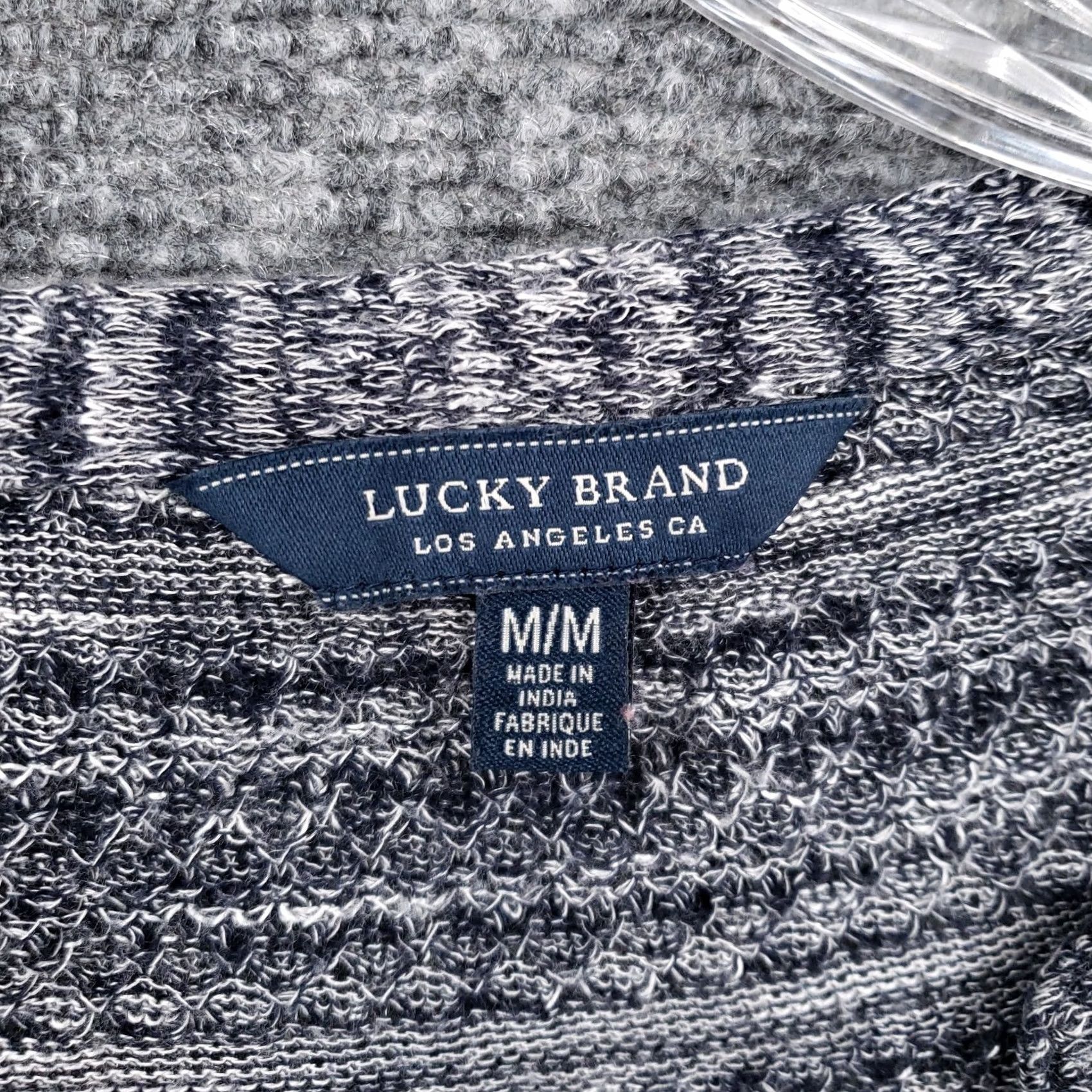 Lucky Brand Lucky Brand Cardigan Womens M Medium Gray Striped V-Neck Knit Long Sleeve Button Sweater Size M / US 6-8 / IT 42-44 - 7 Thumbnail