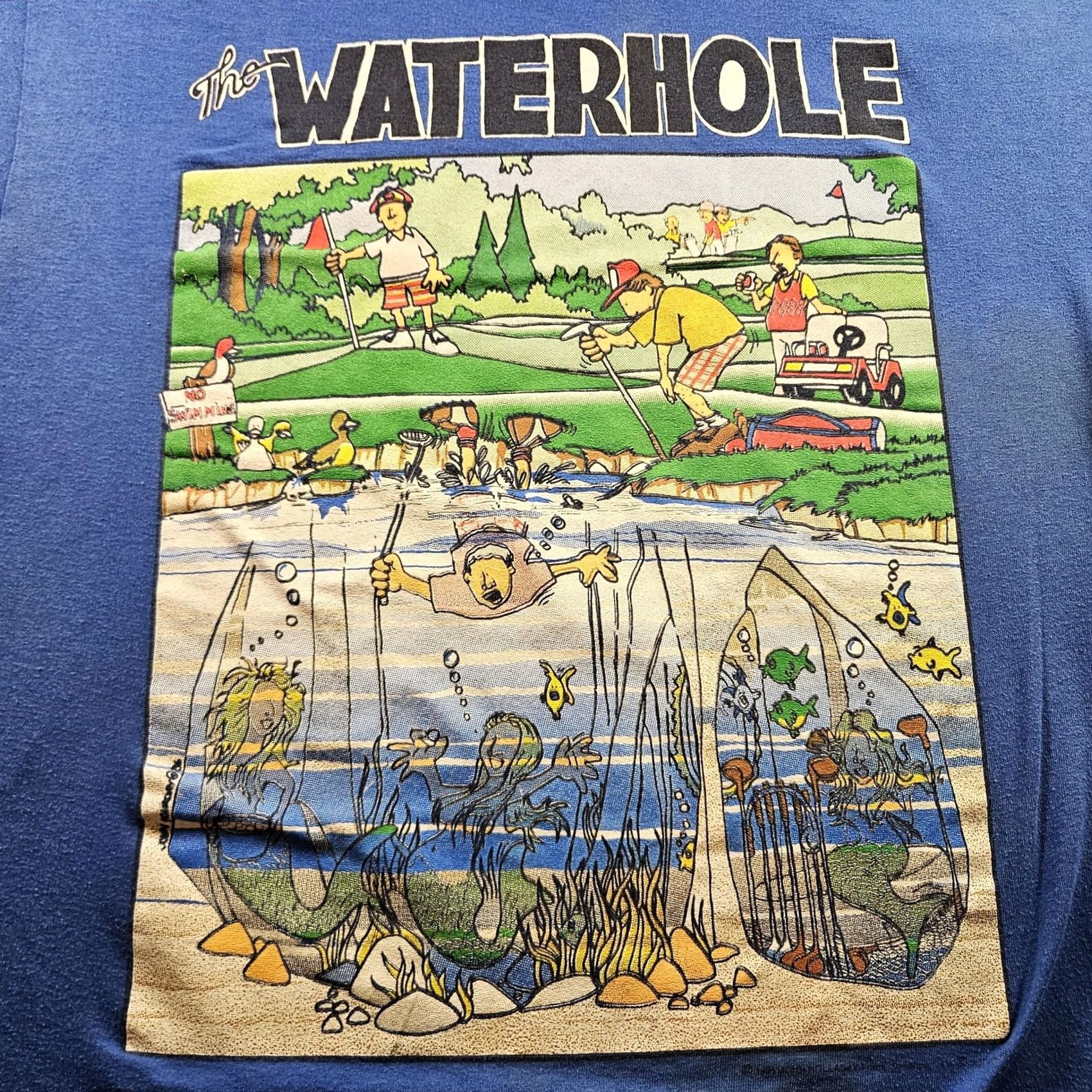 Vintage Vintage SSI Waterhole Golf Cartoon Graphic Mens XL Blue Shirt Size US XL / EU 56 / 4 - 2 Thumbnail