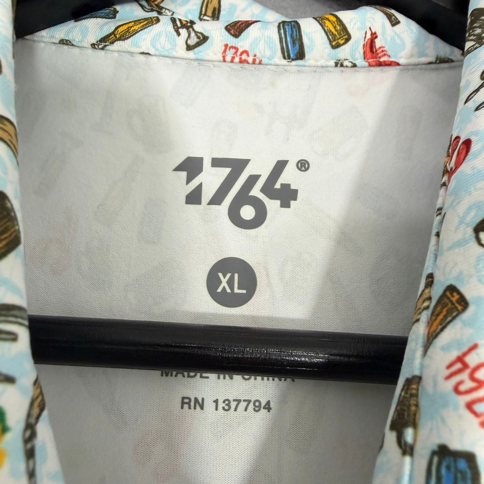 Vintage 1764 Polo Shirt Extra Large Blue Lobster Beer All Over Print Size US XL / EU 56 / 4 - 6 Thumbnail