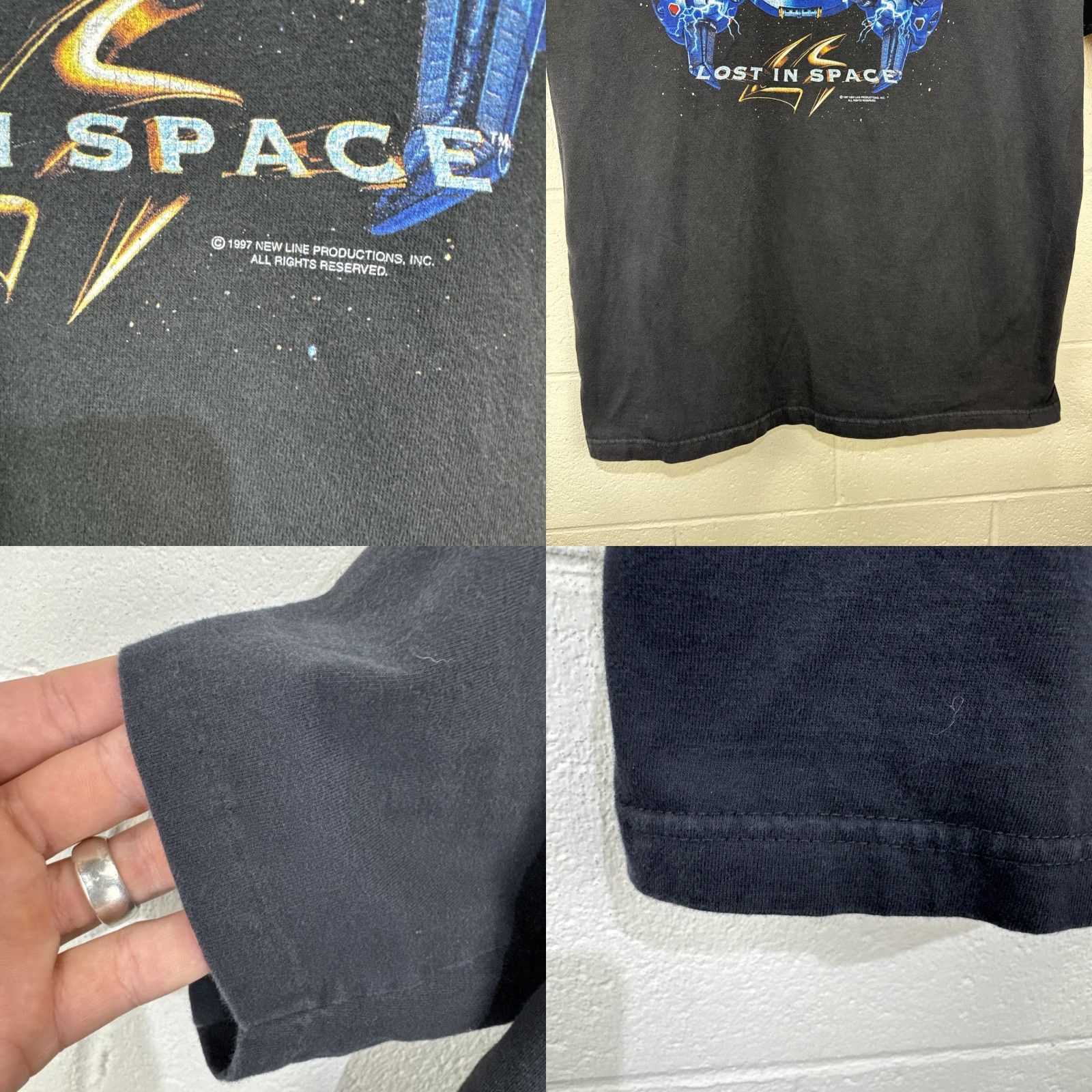 Vintage VINTAGE Lost In Space T-Shirt Men Large 90s Sci-Fi Robot Movie Tee Black Cotton Short Sleeve Size US L / EU 52-54 / 3 - 8 Thumbnail