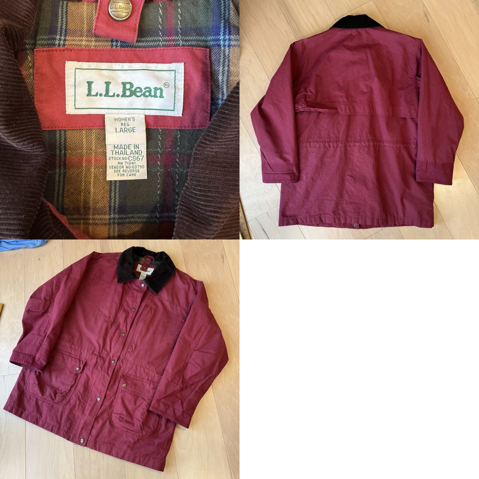 Vintage LL Bean Chore Coat Women's Large Red Long Full Zip Outerwear Size L / US 10 / IT 46 - 8 Thumbnail