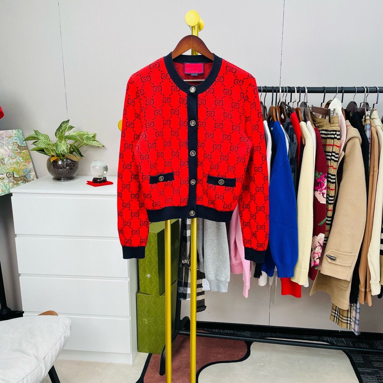 Gucci Gucci Red 520 Series Full Print Cardigan sweater 2501-Nexta Size US XS / EU 42 / 0 - 1 Thumbnail