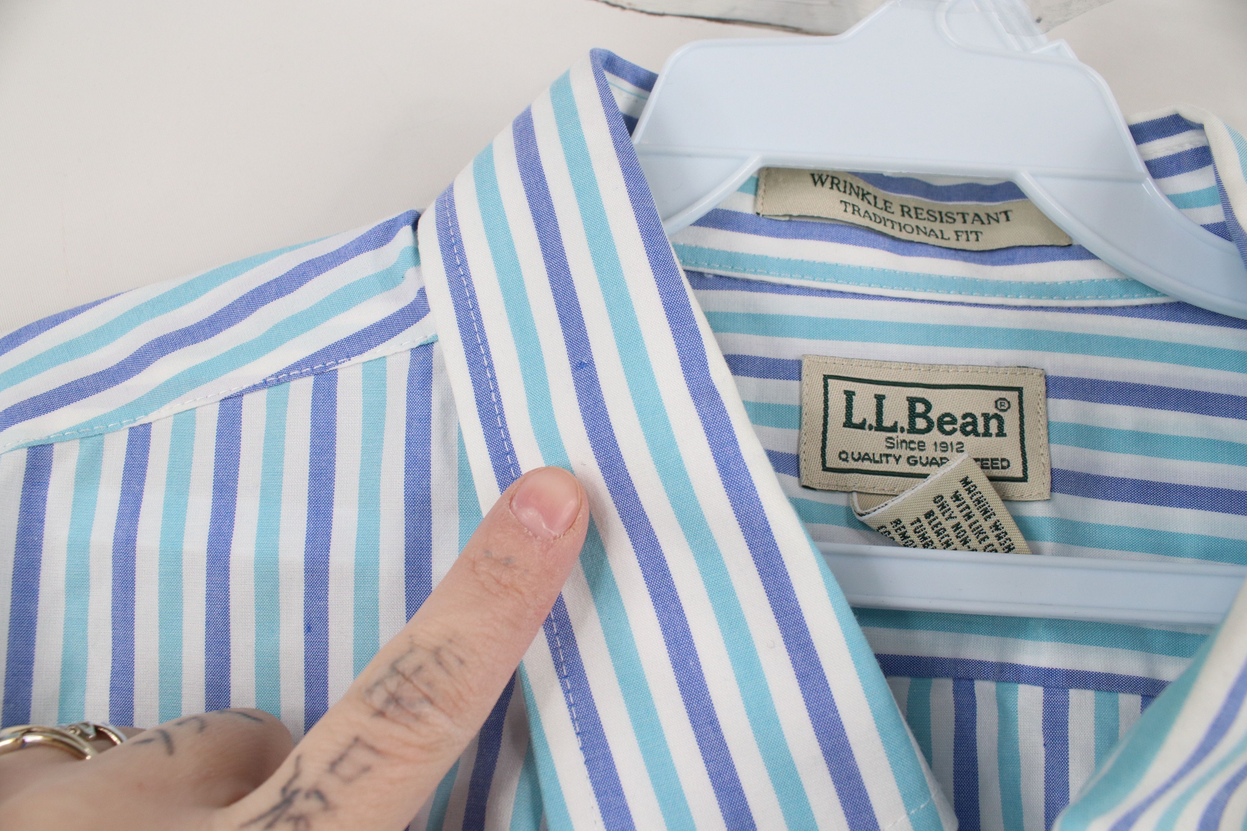 L.L. Bean × Vintage Vintage LL Bean Wrinkle Resistant Striped Button Down Shirt Size US XL / EU 56 / 4 - 5 Thumbnail