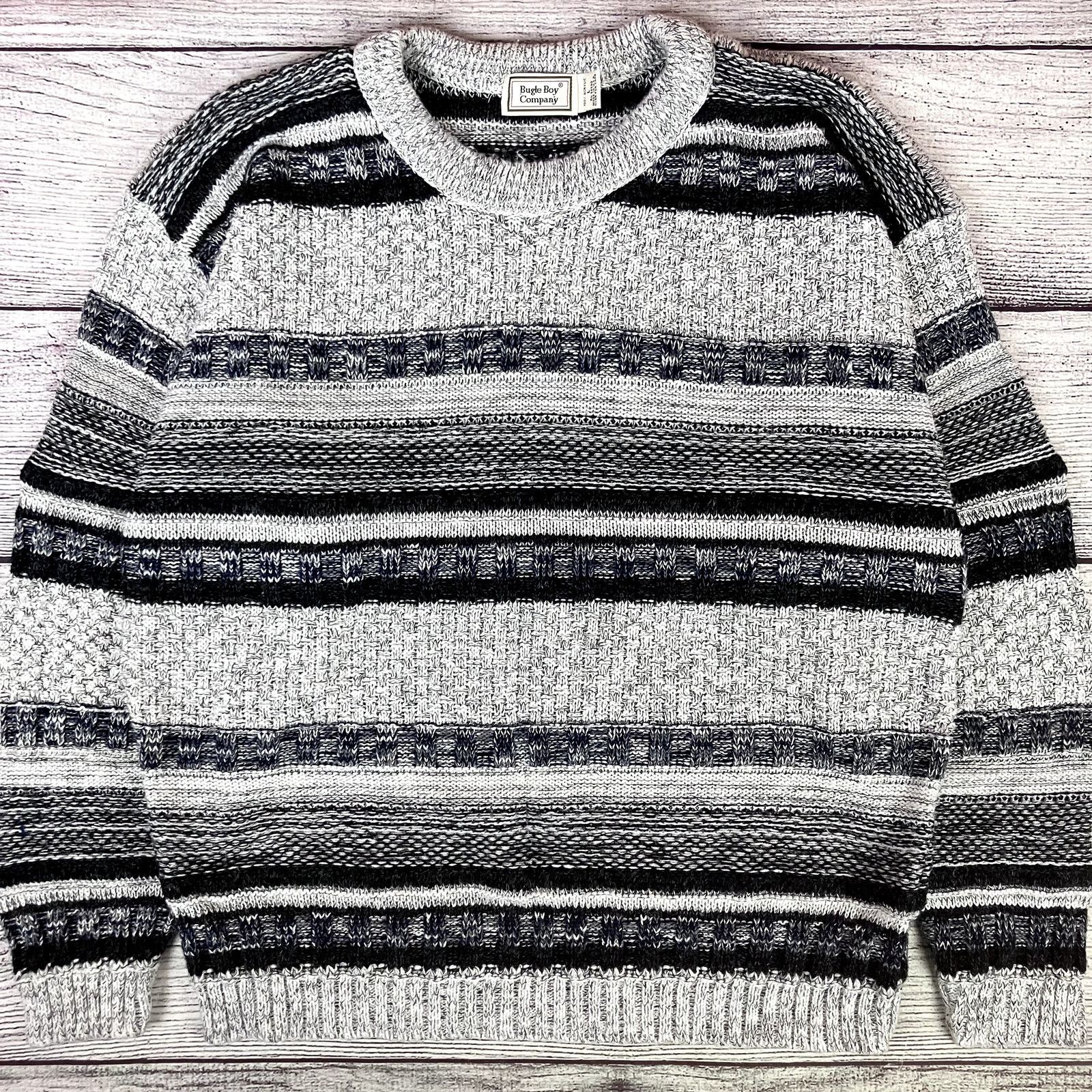 Bugle Boy × Vintage Vintage 1990s Bugle Boy Company Striped Sweater Size US L / EU 52-54 / 3 - 1 Thumbnail