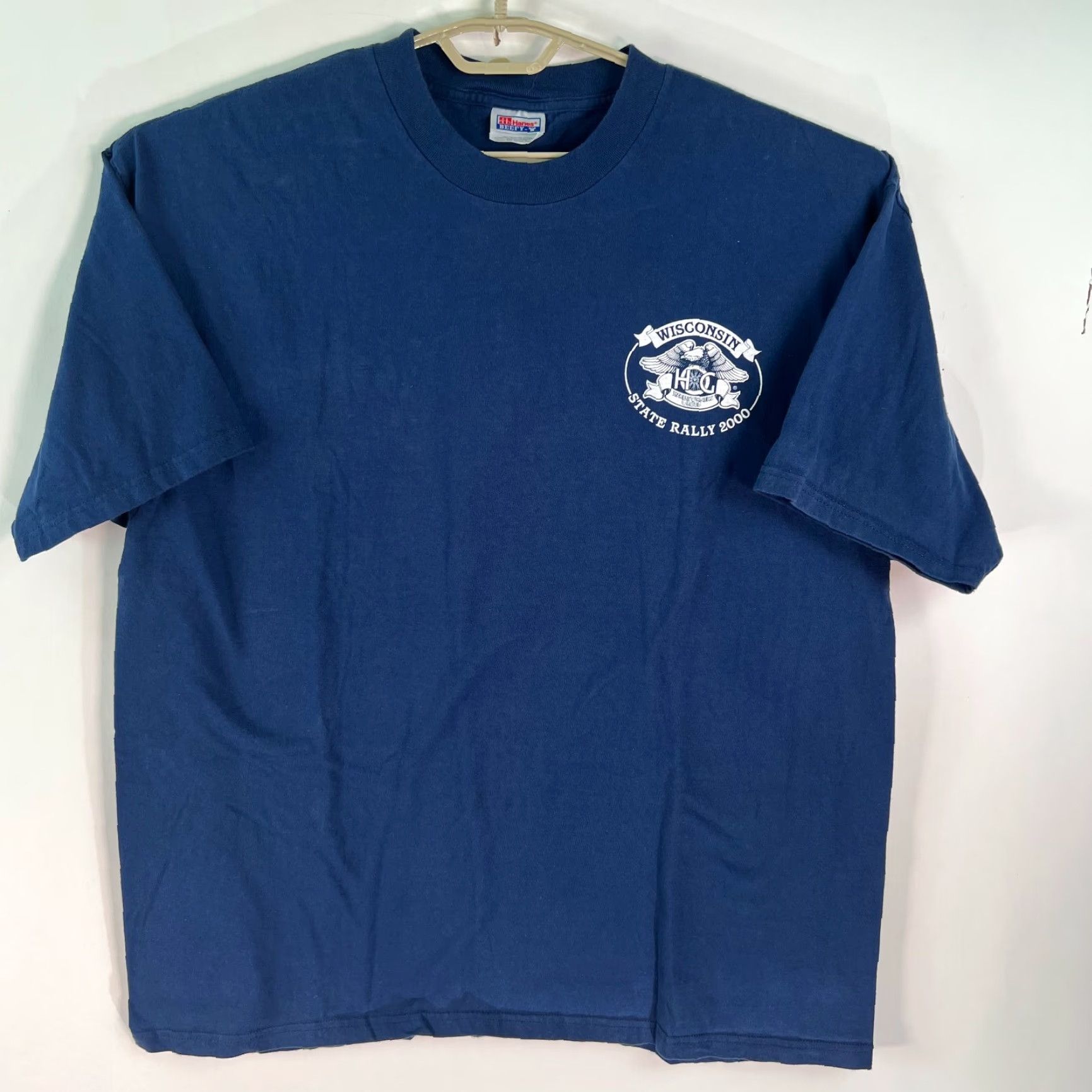 Hanes VINTAGE Wisconsin Harley Owners Group Wausau State Rally 2000 Mens Blue T Shirt Size 2XL Size US XXL / EU 58 / 5 - 3 Thumbnail