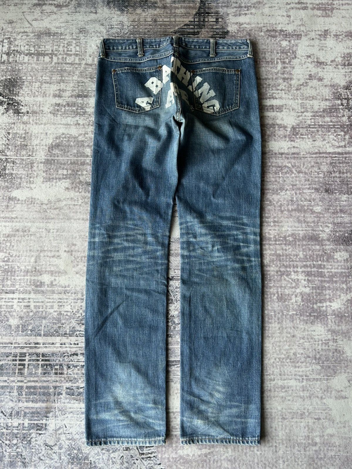 Bape Bape Back Print *A Bathing Ape* Jeans Size 33" - 2 Thumbnail