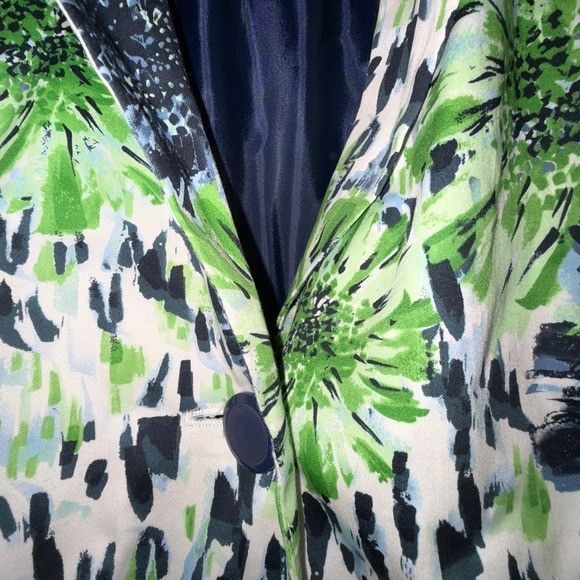 Other Dressbarn Woman Green & Navy Floral Blazer Jacket Size 14/16 Size XL / US 12-14 / IT 48-50 - 2 Thumbnail