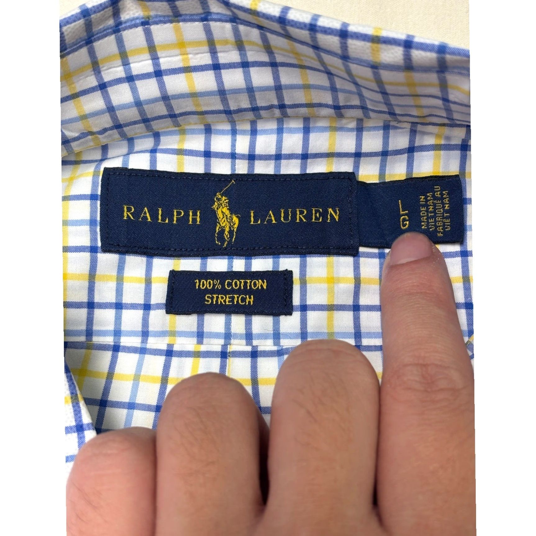 Ralph Lauren Ralph Lauren Mens Button-Down Shirt Yellow Blue Plaid Stretch Cotton L Size US L / EU 52-54 / 3 - 4 Thumbnail