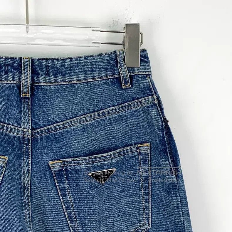 Prada Prada 25 styles of blue triangle cotton casual denim trous Size 25" / US 0 / IT 36 - 5 Thumbnail