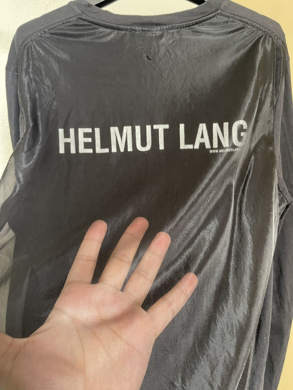 Helmut Lang Helmut Lang Logo Printed Mesh Layered Longsleeve Shirt Size US L / EU 52-54 / 3 - 9 Thumbnail