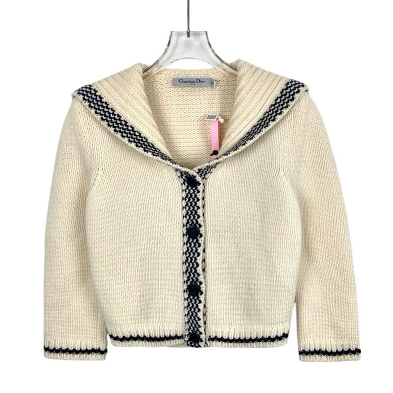 Dior Dior Beige logo letter inlaid sailor collar wool knitted c Size XXS / US 00 / IT 34 - 1 Thumbnail