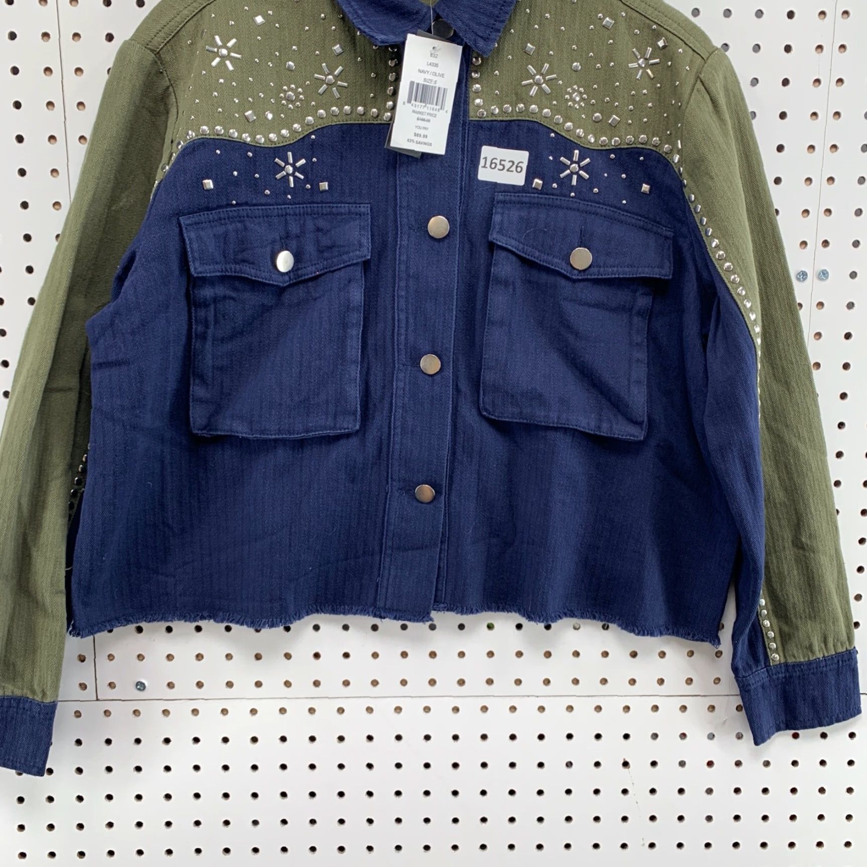 Vintage VINTAGE Lea & Viola Denim Biker Jacket Women’s Small Blue Olive Green Studded Regular S Size S / US 4 / IT 40 - 5 Thumbnail
