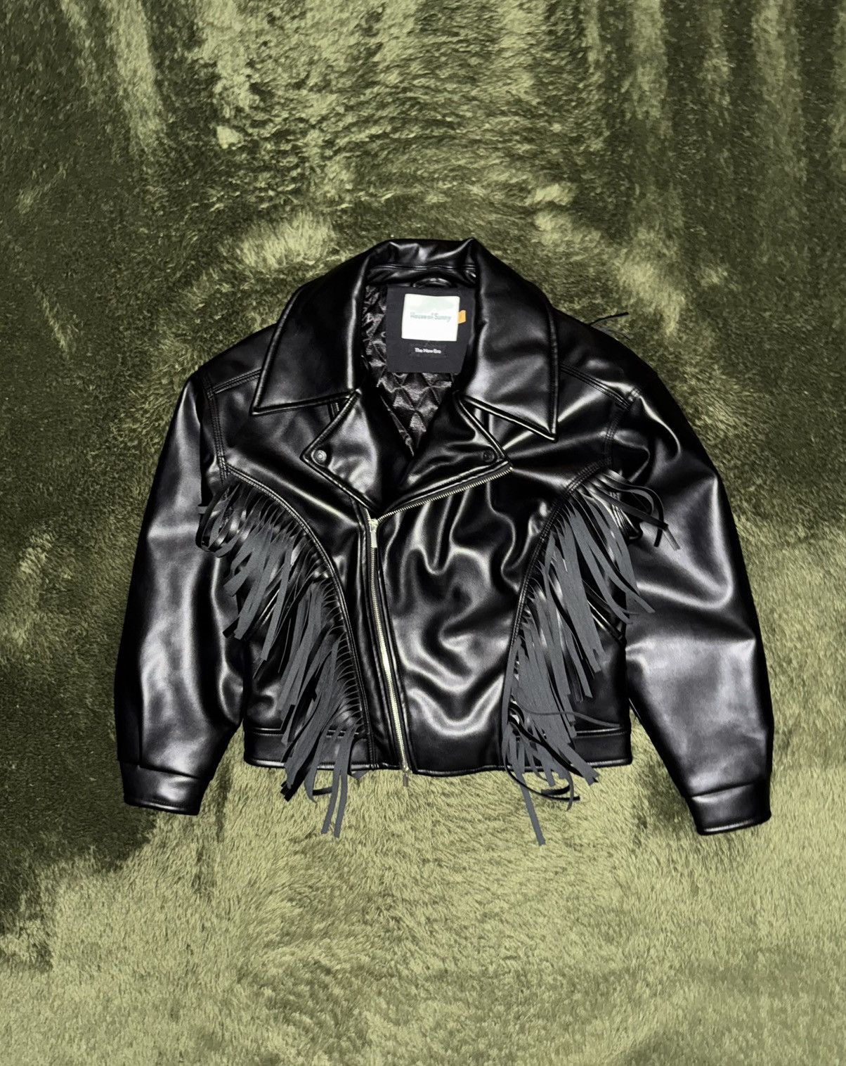 House of Sunny [XS] House of Sunny Cropped Fringe Faux Leather Jacket Black Size XS / US 0-2 / IT 36-38 - 1 Thumbnail