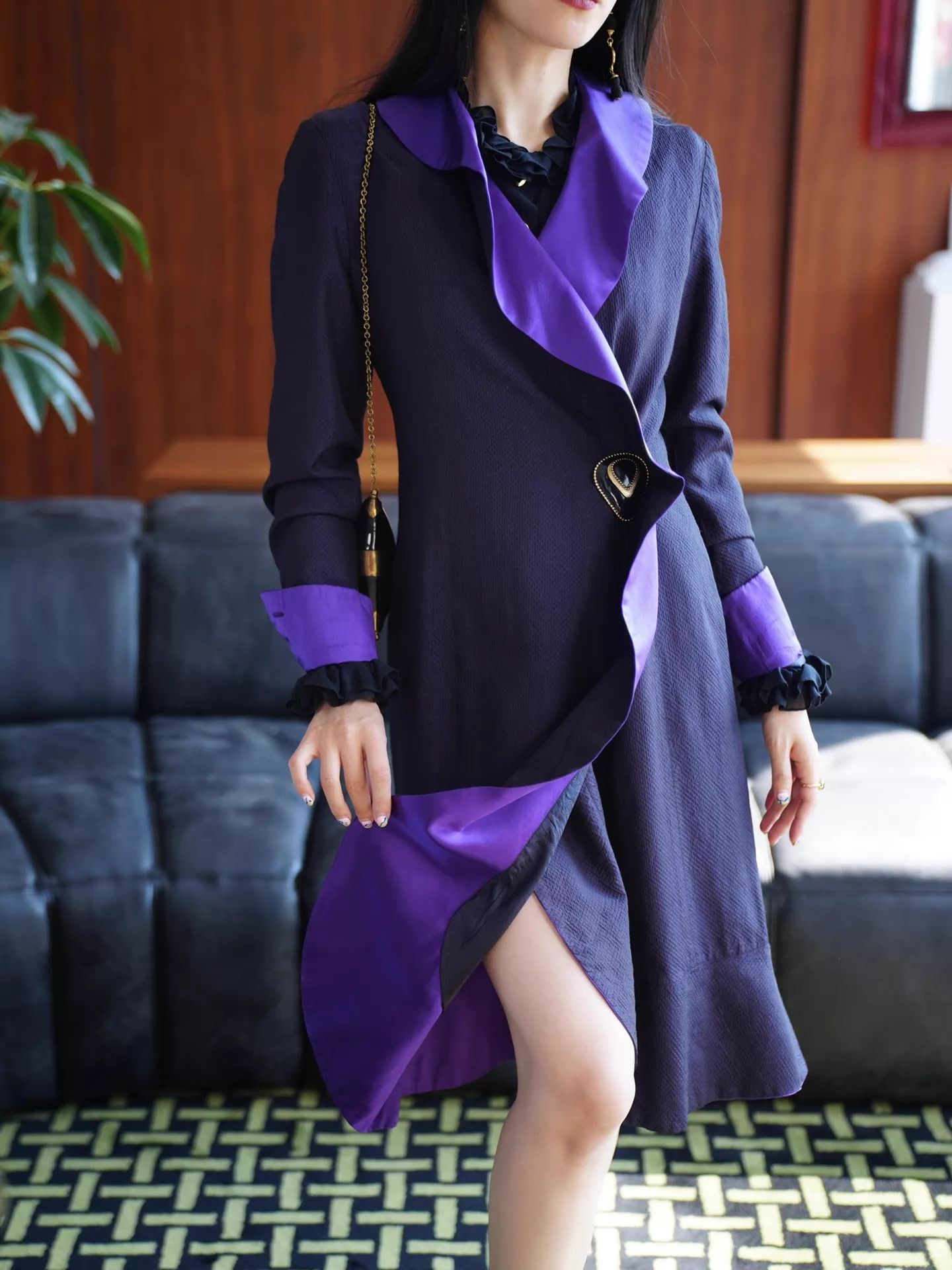 Kenzo Kenzo Vintage 80s Deep Purple Silk-Wool Lace Dress Size XS / US 0-2 / IT 36-38 - 8 Thumbnail