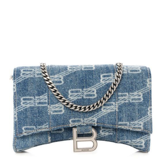 Balenciaga Hourglass Wallet on a chain Bag In Blue Denim Size ONE SIZE - 2 Thumbnail