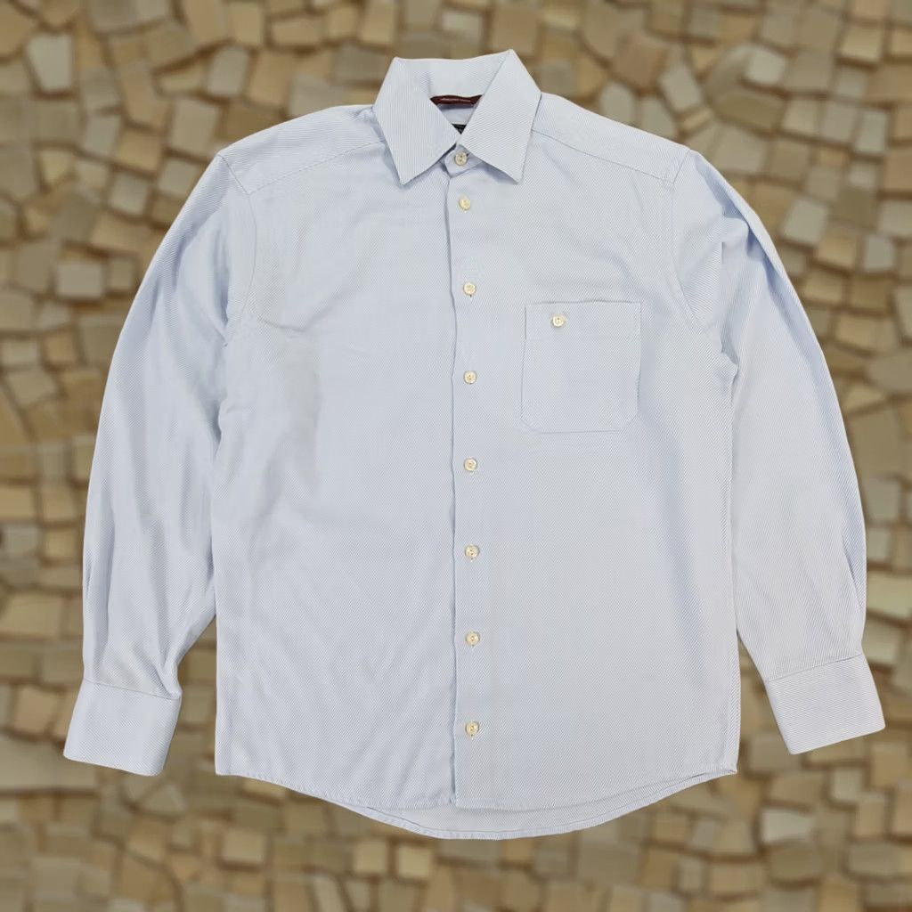 Eton ETON Mens Shirt Blue 15 Diagonal Stripe Wrinkle Free Cotton Button Up Shirt Men 15 N/A Size US M / EU 48-50 / 2 - 1 Thumbnail