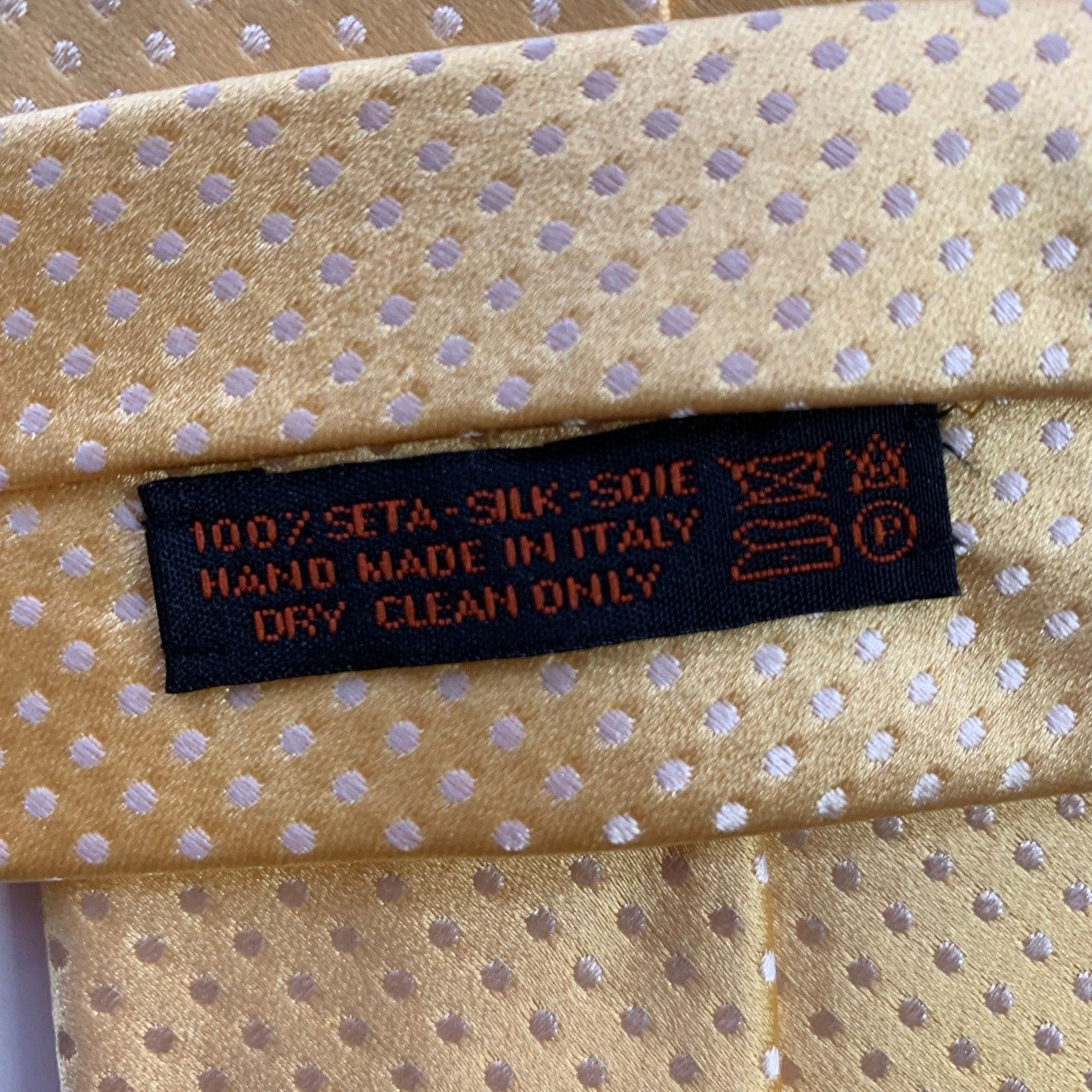 Dolcepunta DOLCEPUNTA Yellow White Polka Dot Silk Tie Size ONE SIZE - 4 Thumbnail
