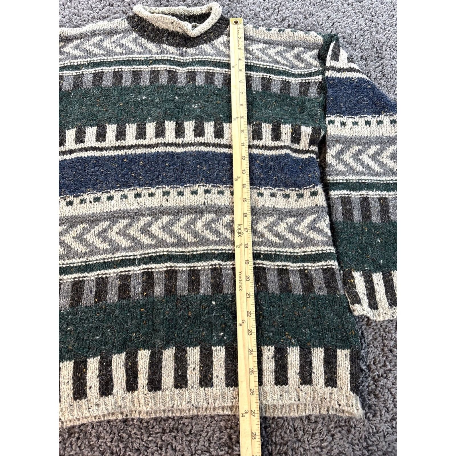 Vintage VINTAGE Bravo Sweater Mens M Gray Wool Heavy Knit Pullover Roll Neck Stripe Speckled 1990s Grunge Mens Size US M / EU 48-50 / 2 - 2 Thumbnail