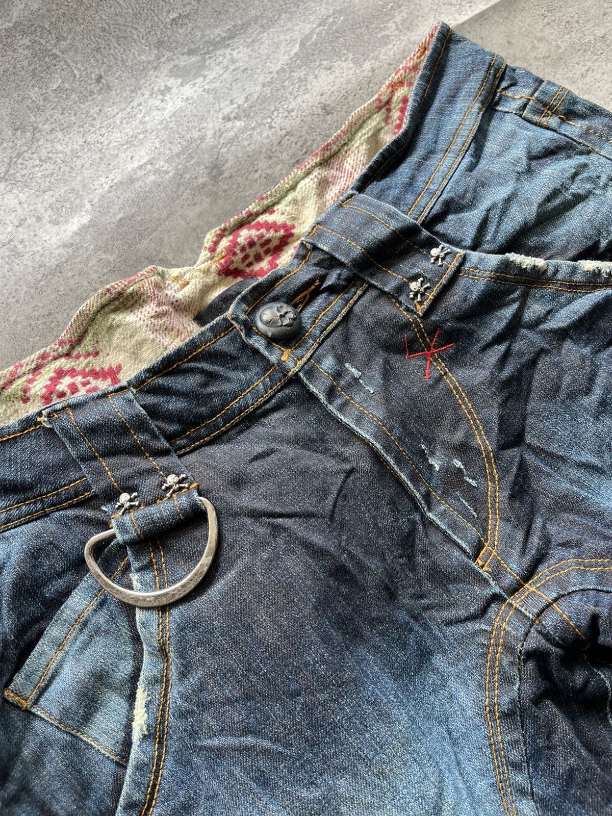 5351 POUR LES HOMMES HOMME Japan Skull Denim – Grunge Style Size US 32 / EU 48 - 4 Thumbnail