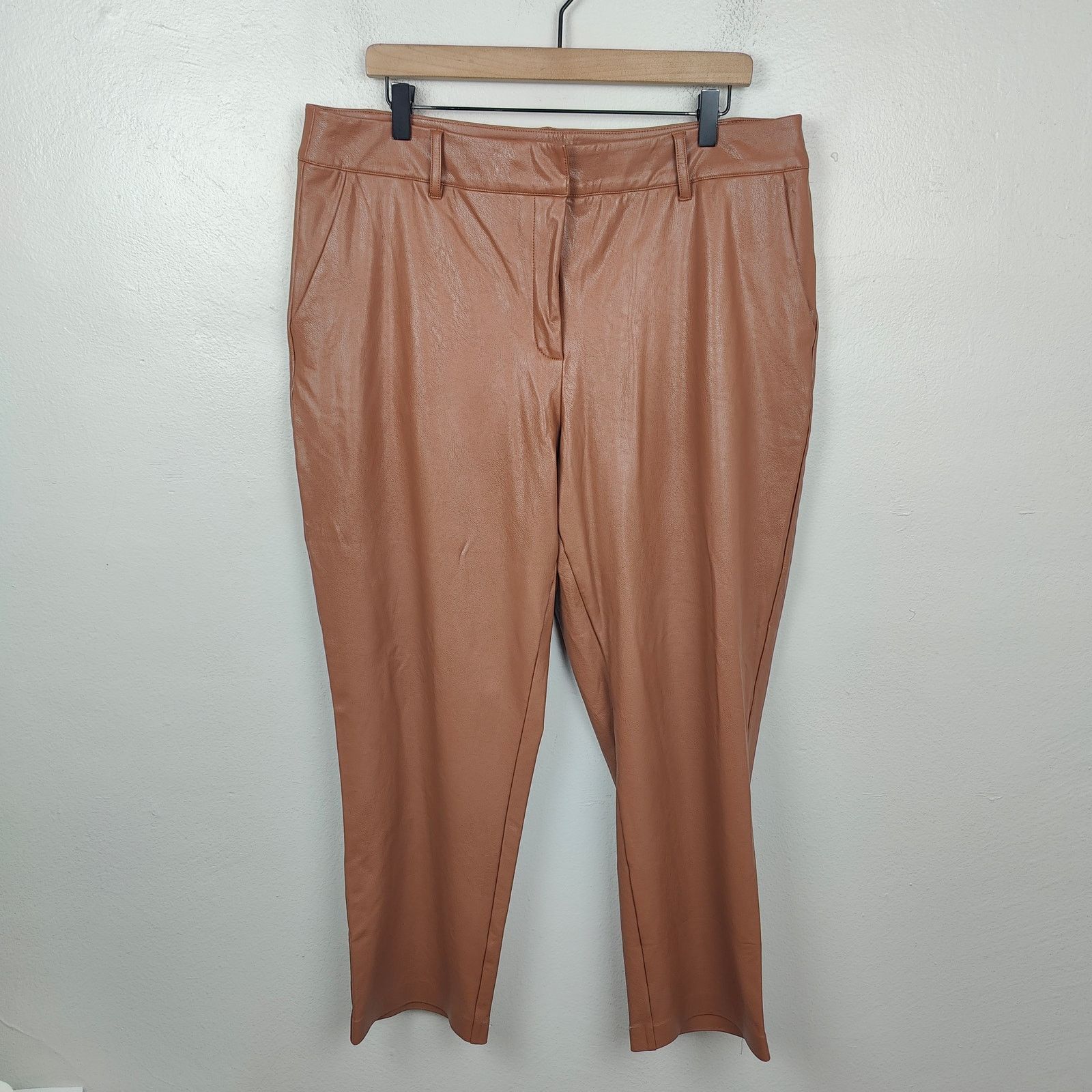 Commando Commando Faux Leather Trouser Pants Womens XL Warm Brown Size 33" - 1 Thumbnail