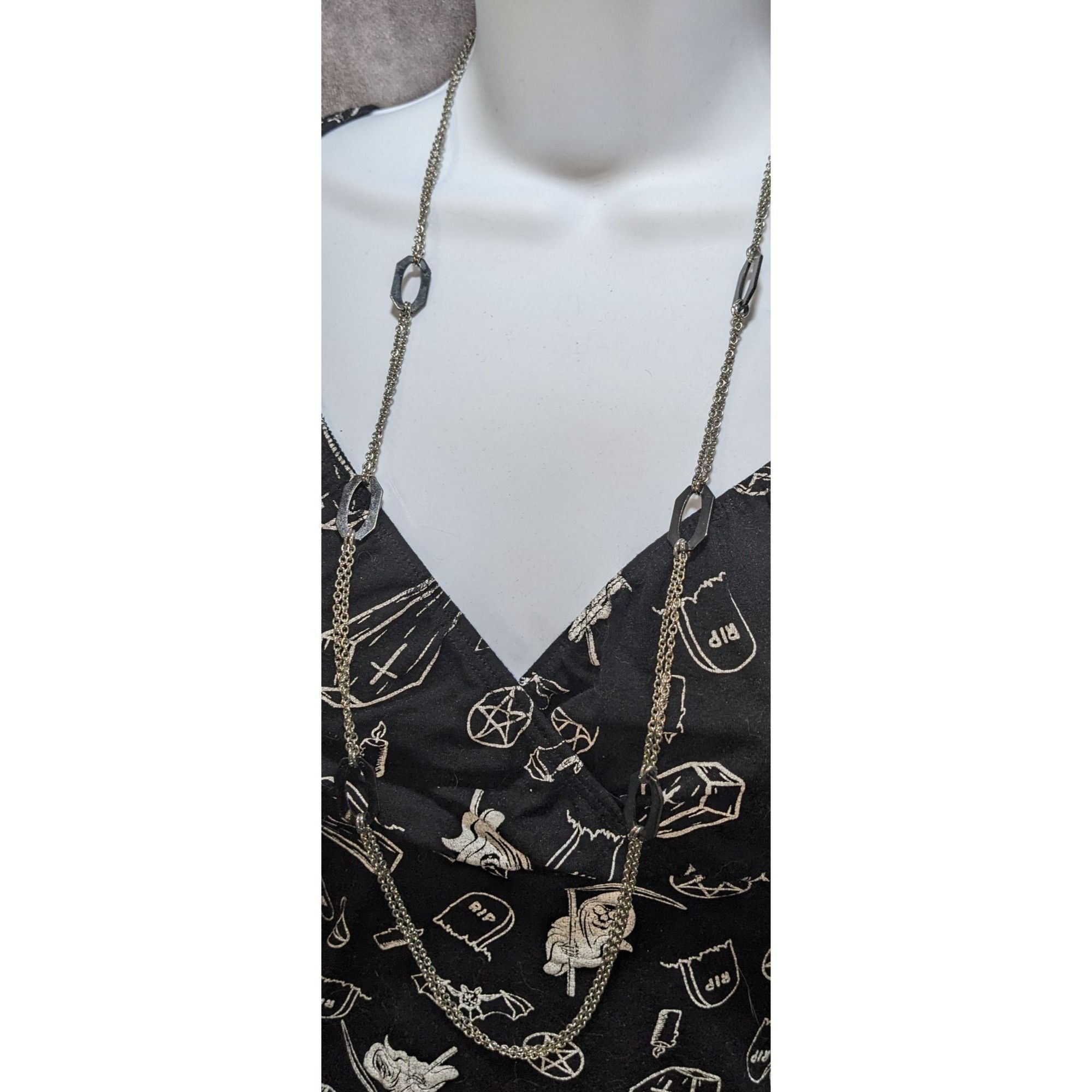 Other NY Collection Silver-Tone Long Necklace With Geometric Links Size ONE SIZE - 4 Thumbnail