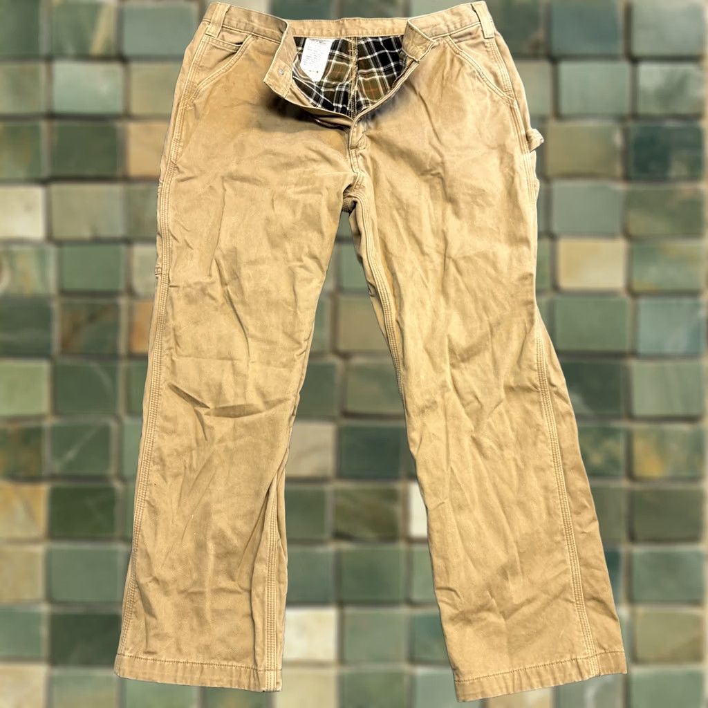 Carhartt VINTAGE Carhartt Pants Flannel Lined 100070-253 Relaxed Distressed Workwear 38x30 Beige Cotton Straight Mens Pants Size US 38 / EU 54 - 1 Thumbnail
