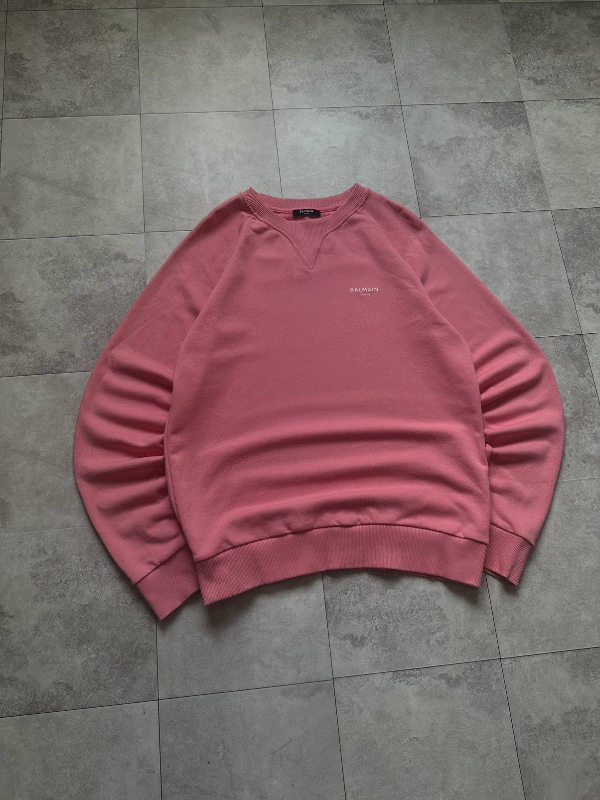 Balmain Balmain Paris Pink Crewneck Mini Logo Pullover Sweatshirt L Size US L / EU 52-54 / 3 - 2 Thumbnail