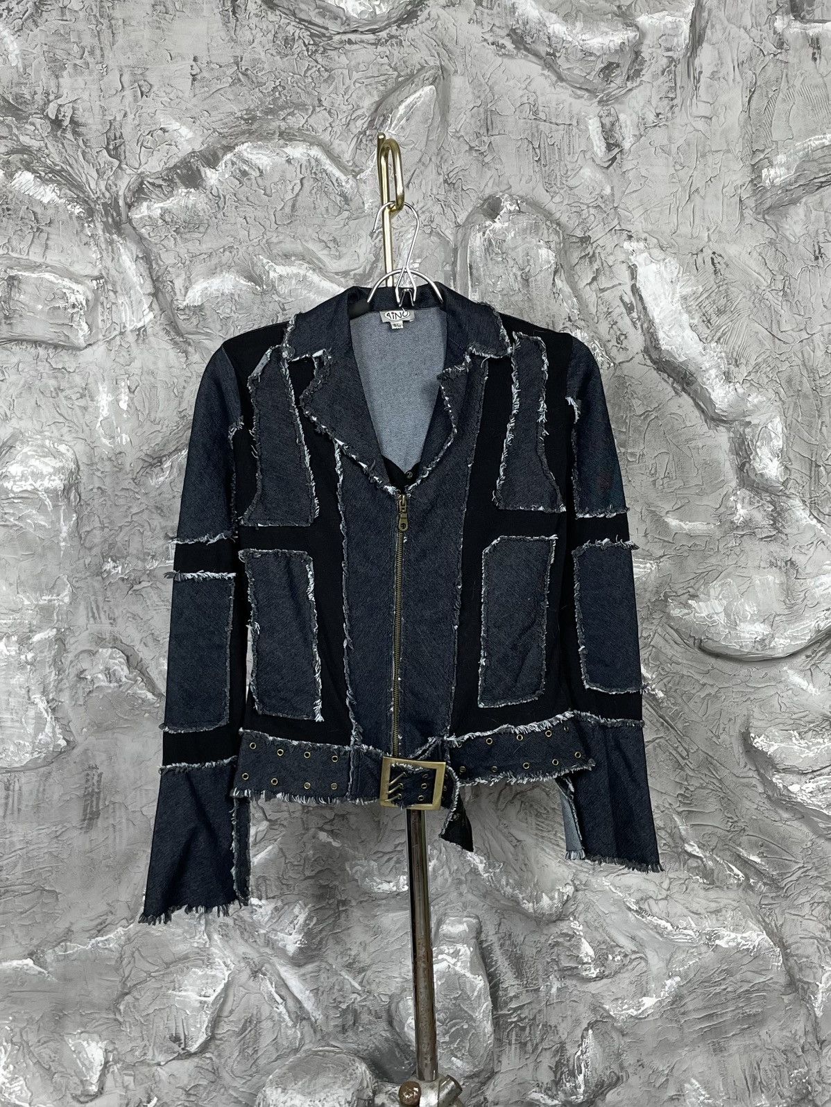 Designer × Japanese Brand × Vintage Patchwork Denim Stretch Jacket Y2K Junya Watanabe Style Size S / US 4 / IT 40 - 2 Thumbnail
