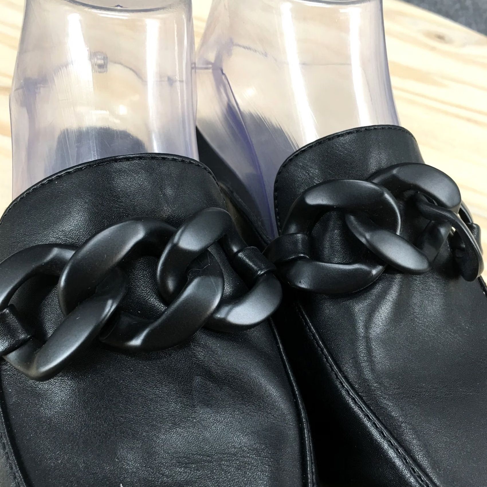 Vintage A New Day Sandals Womens 7 Amber Slip On Pointed Mule Flats Black Faux Leather Sandals Slip-On Flat Mens? No Size US 5 / IT 35 - 6 Thumbnail