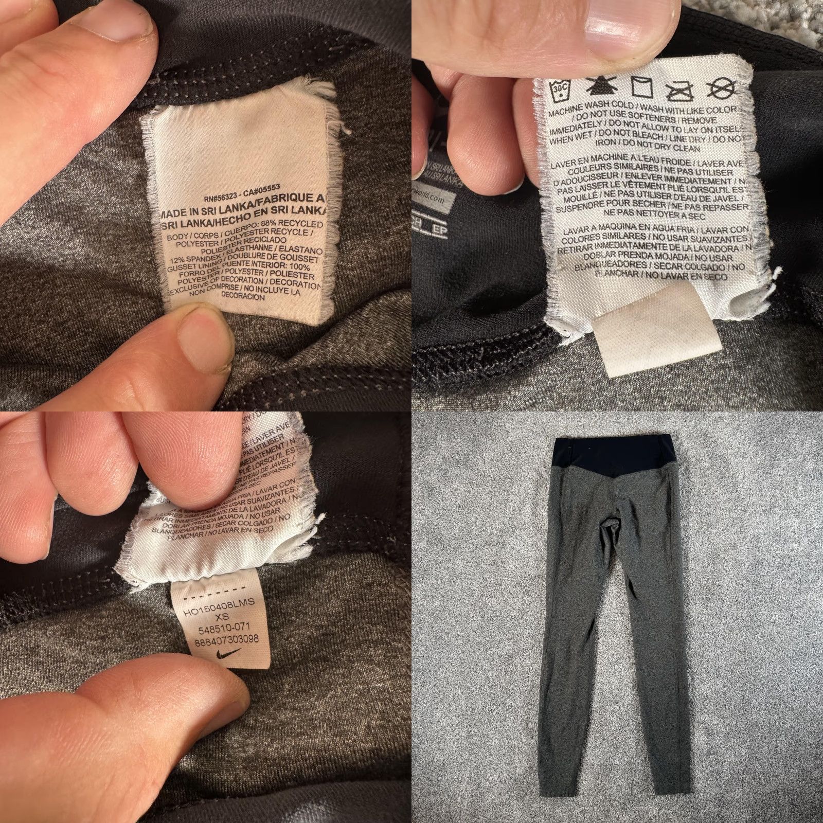 Nike VINTAGE Nike Leggings Womens XS Gray Dri-FIT Legend 2.0 Tight Yoga Running 548510-071 Size 26" / US 2 / IT 38 - 8 Thumbnail