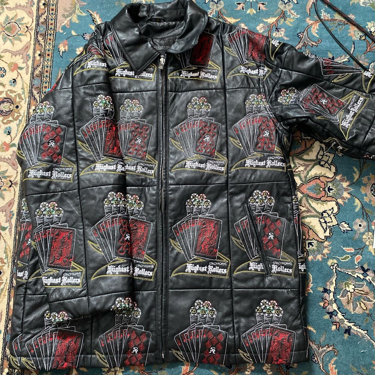 Stacy Adams Rare Stacy Adams Leather Embroidered Leather Jacket Size US L / EU 52-54 / 3 - 4 Thumbnail