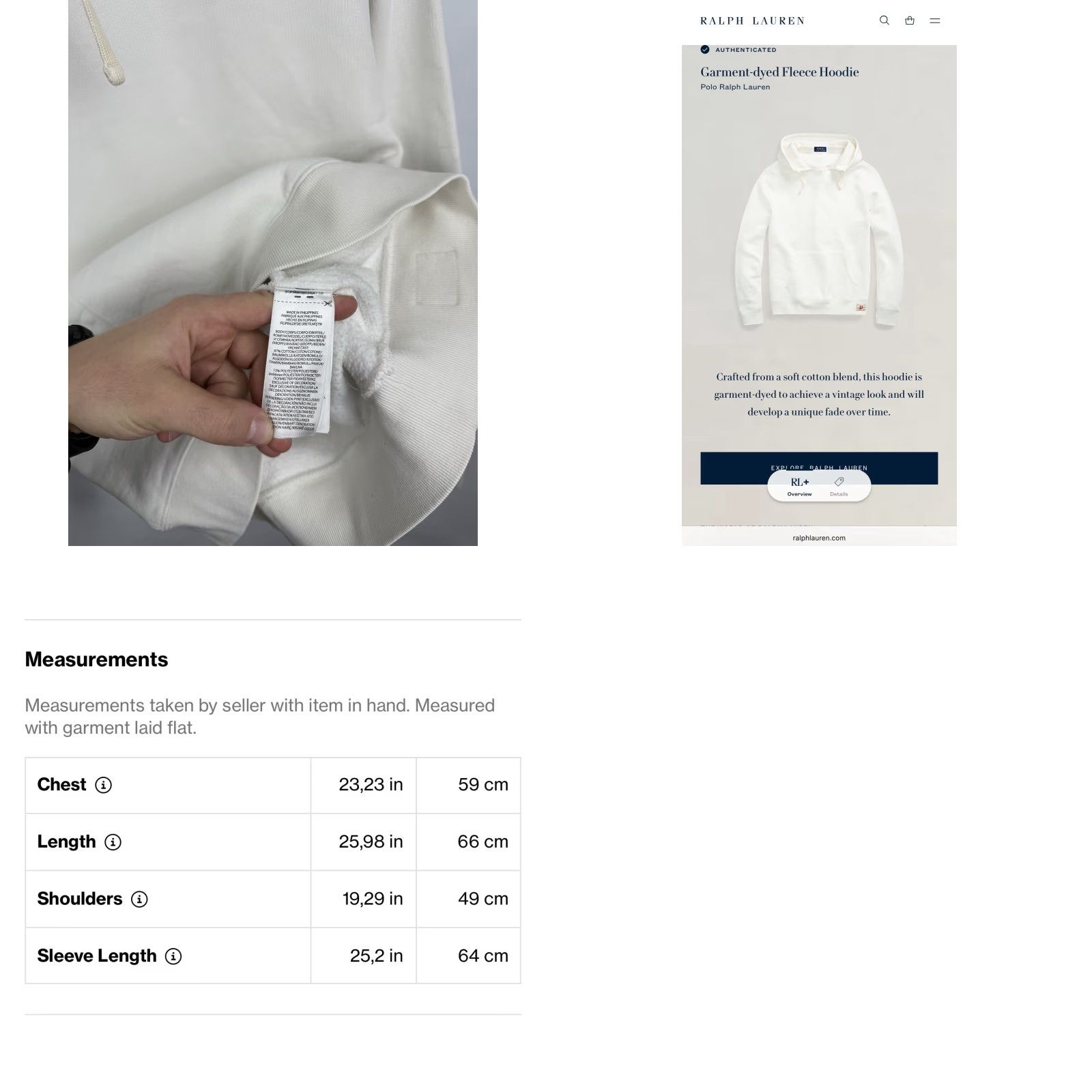 Polo Ralph Lauren VINTAGE Polo Ralph Lauren Hoodie Men L White Garment-Dyed Fleece Pullover Y2K Size US L / EU 52-54 / 3 - 9 Thumbnail