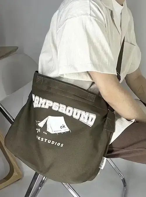 Fashion Y2K Campground Shoulder Bag Messenger Bag in Brown, Men's
