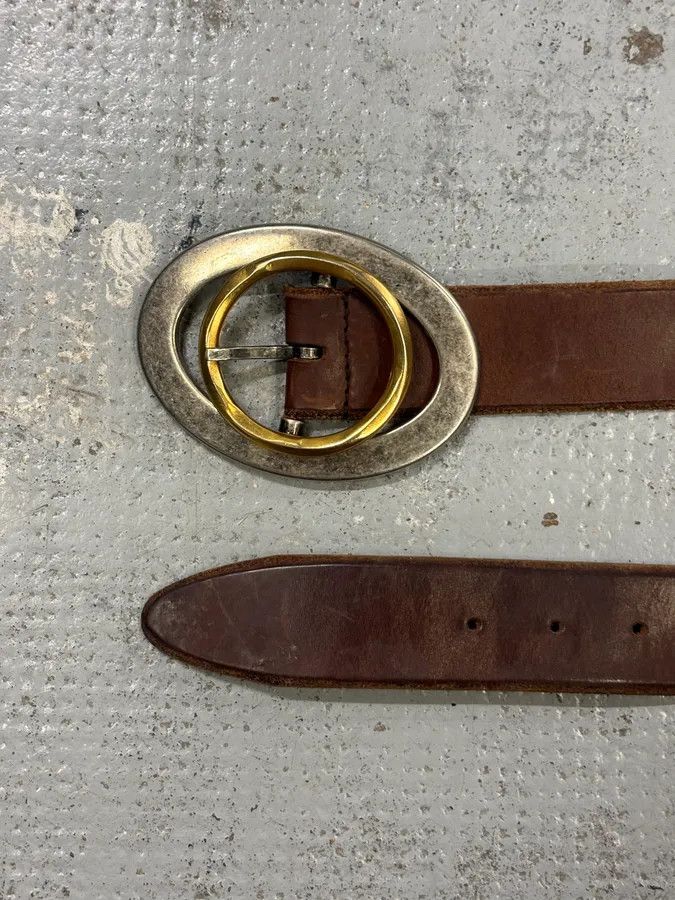 Dolce & Gabbana 2000s Dolce & Gabbana Brown Leather Oval Buckle Belt Size ONE SIZE - 5 Thumbnail