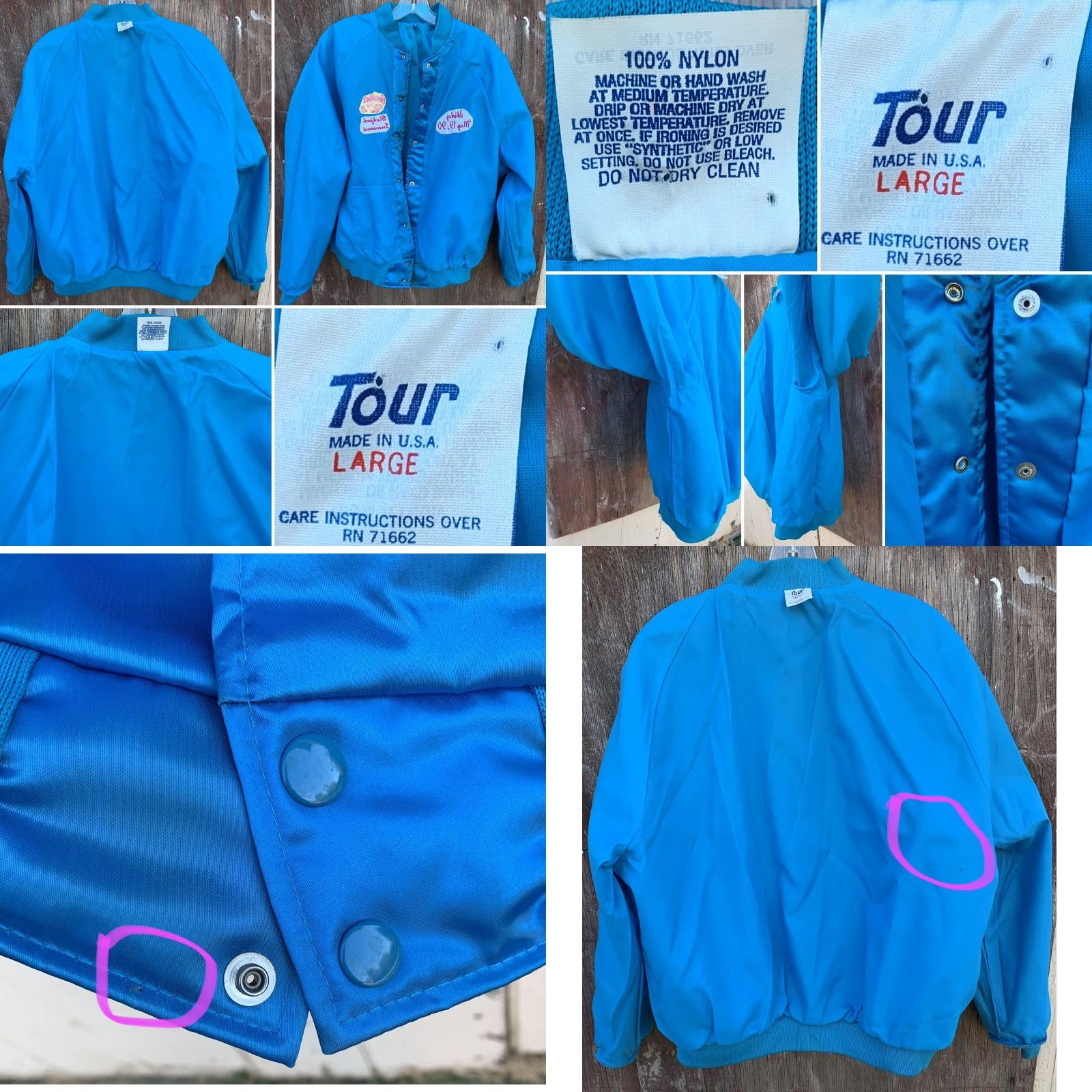 Vintage VINTAGE Tour Satin Jacket Unisex Adults L Blue Nylon Lining Embroidered 1990s 80s Casual Travel Pockets Snap Closure Size US L / EU 52-54 / 3 - 10 Thumbnail