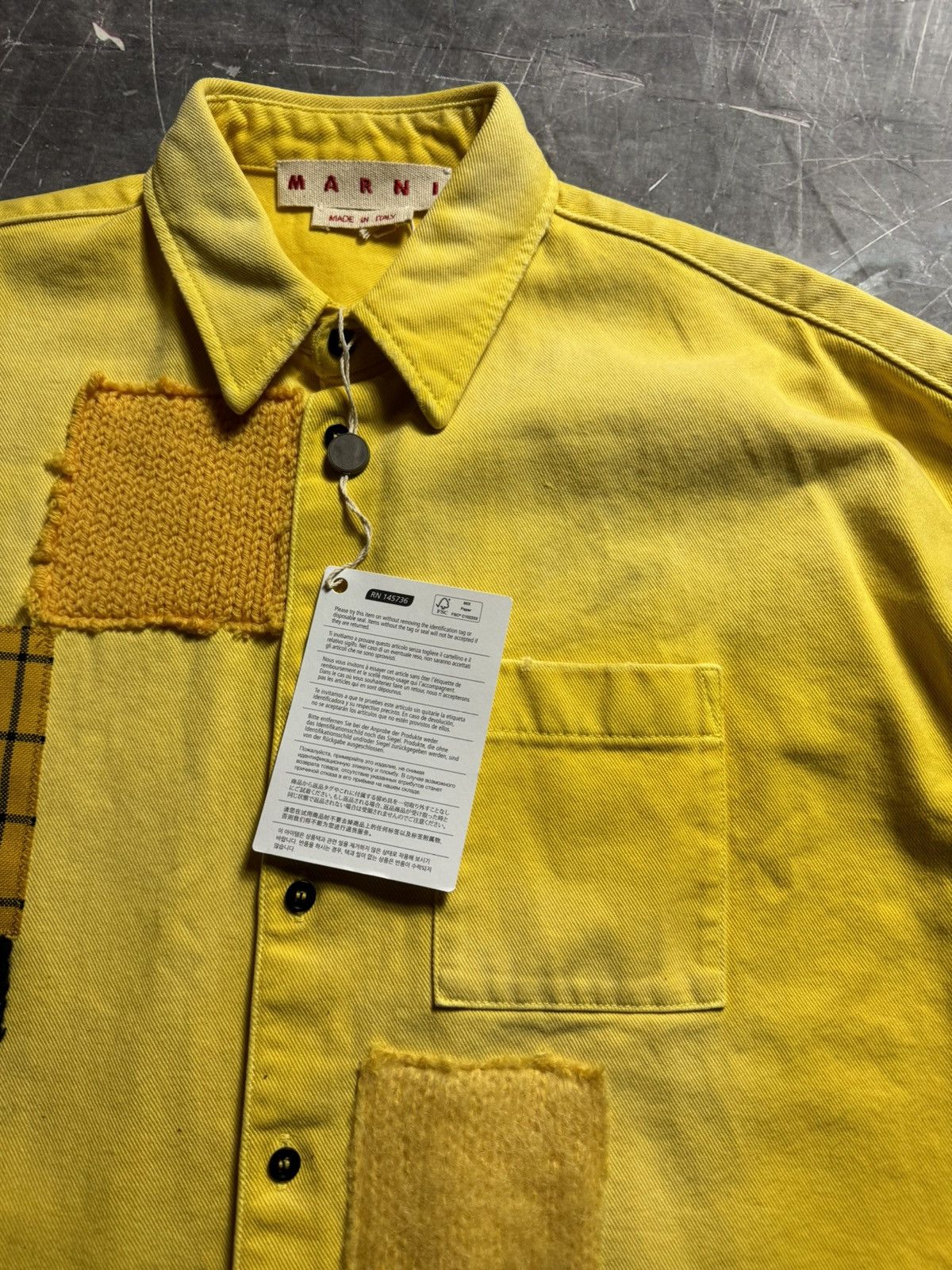 Marni Marni Mohair Patchwork Overshirt in Yellow Size US L / EU 52-54 / 3 - 6 Thumbnail