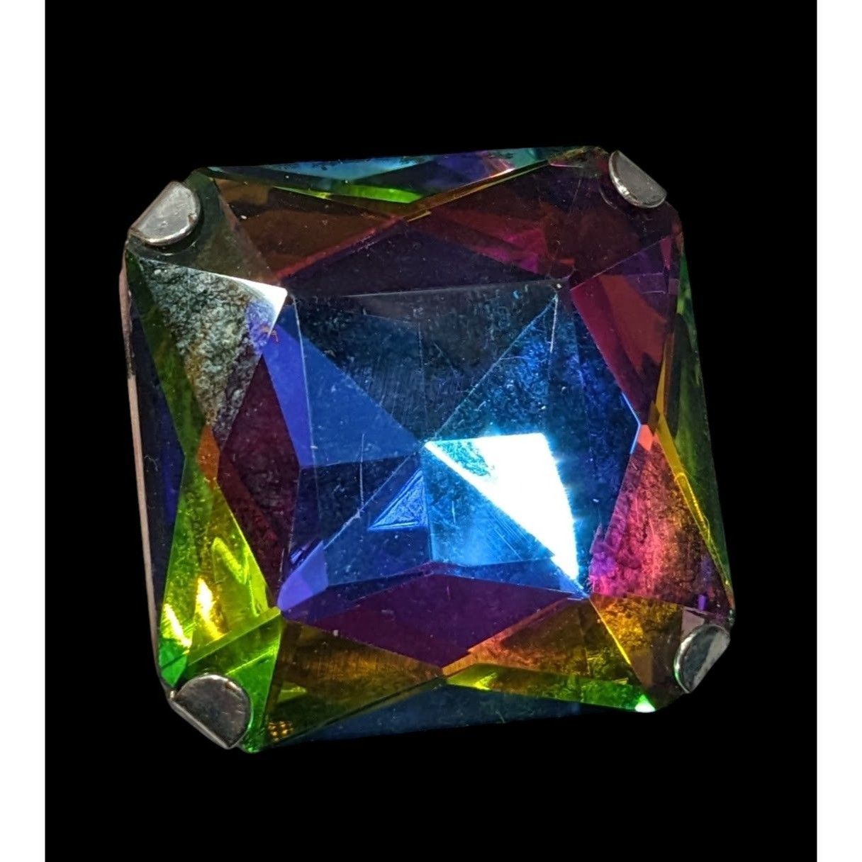 Other Fantasy Glam Rainbow Glass Oversized Faceted Costume Ring Size ONE SIZE - 8 Thumbnail