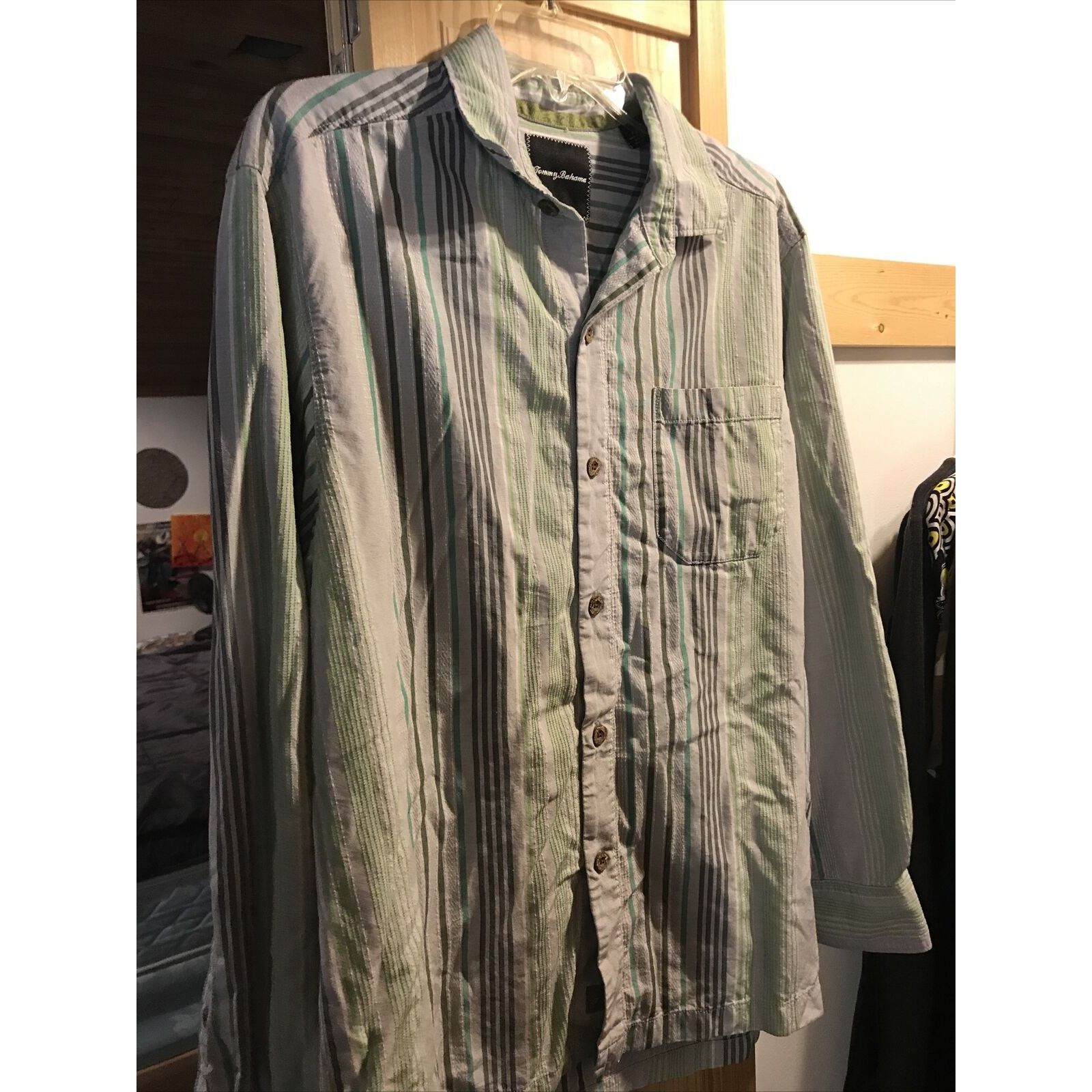 Tommy Bahama Tommy Bahama Mens M Striped Silk Blend Button Hawaiian Shirt Size US M / EU 48-50 / 2 - 4 Thumbnail