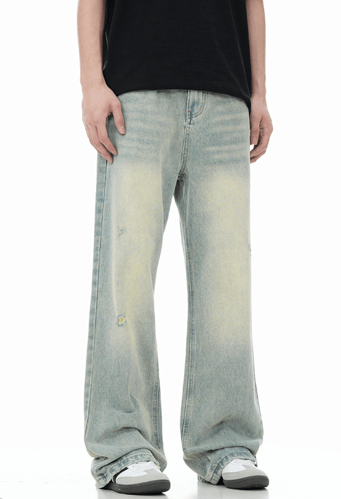 Japanese Brand × Jean Washed distressed street vintage loose flared jeans Size US 32 / EU 48 - 3 Thumbnail