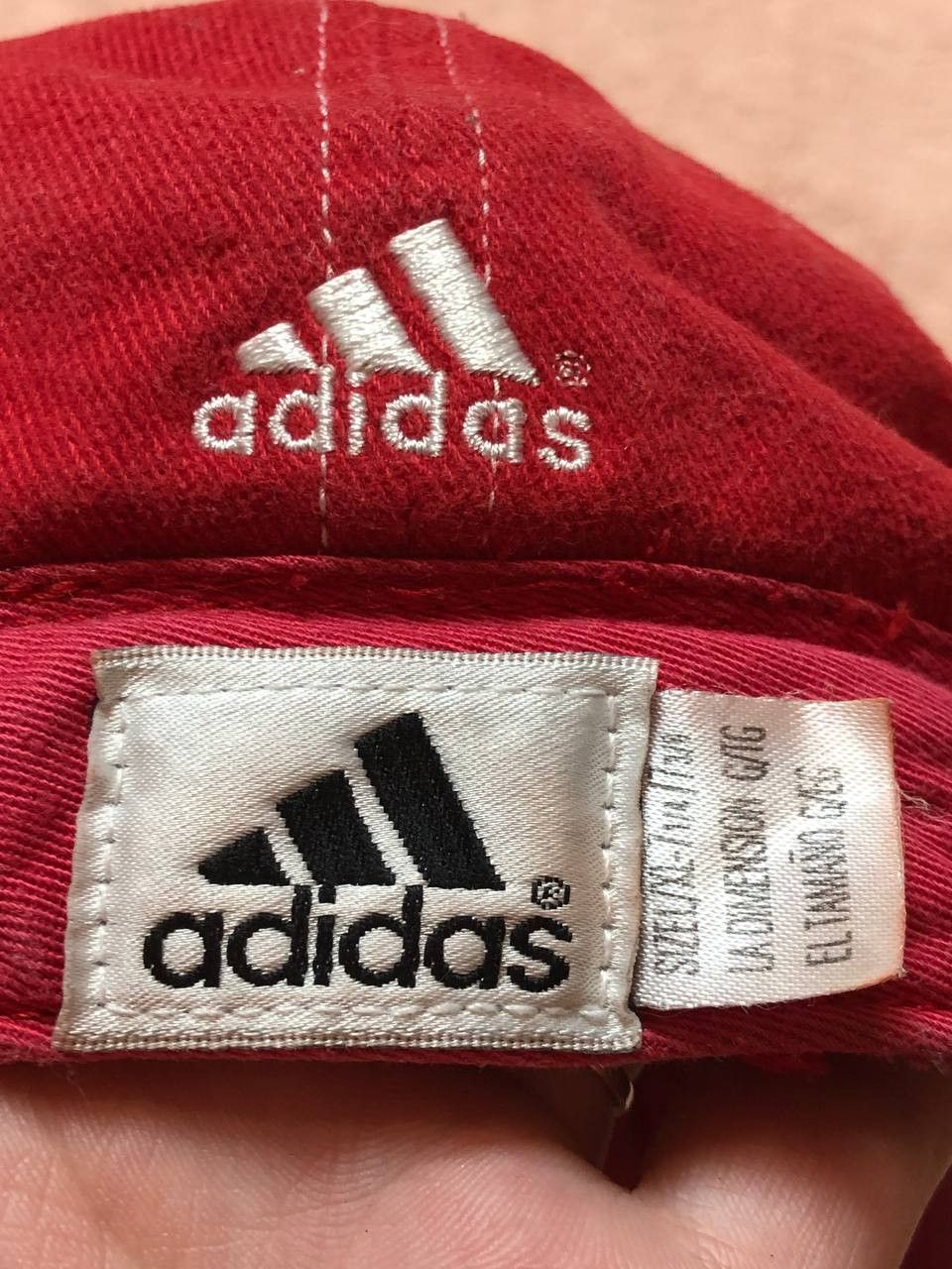Adidas Cap red Y2K Hats big logo Adidas Vintage streetwear Size ONE SIZE - 4 Thumbnail