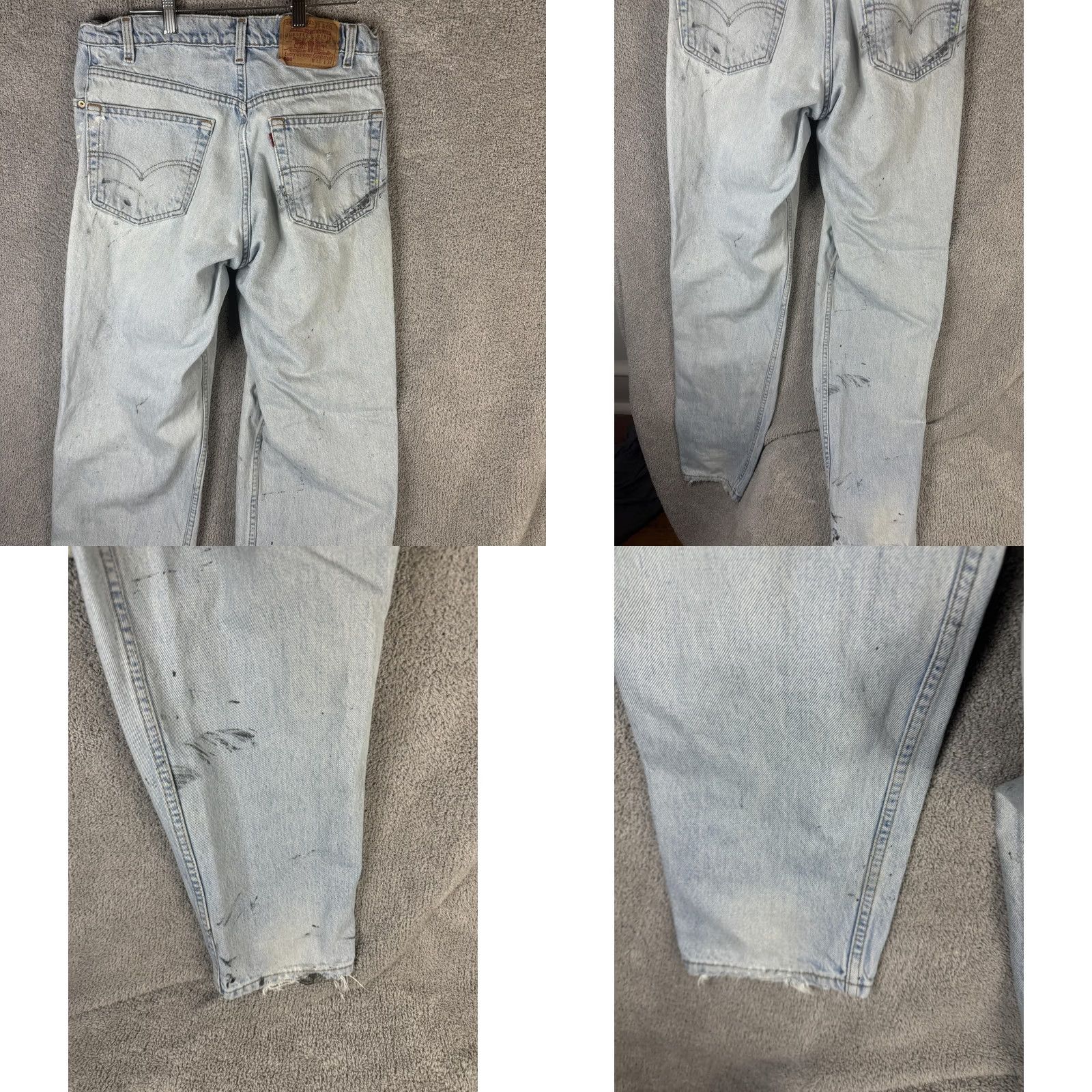 Levi's VINTAGE Levi's 560 Jeans Mens 33x34 Light Wash Blue Paint Loose Tapered USA 90s Size US 33 - 10 Thumbnail