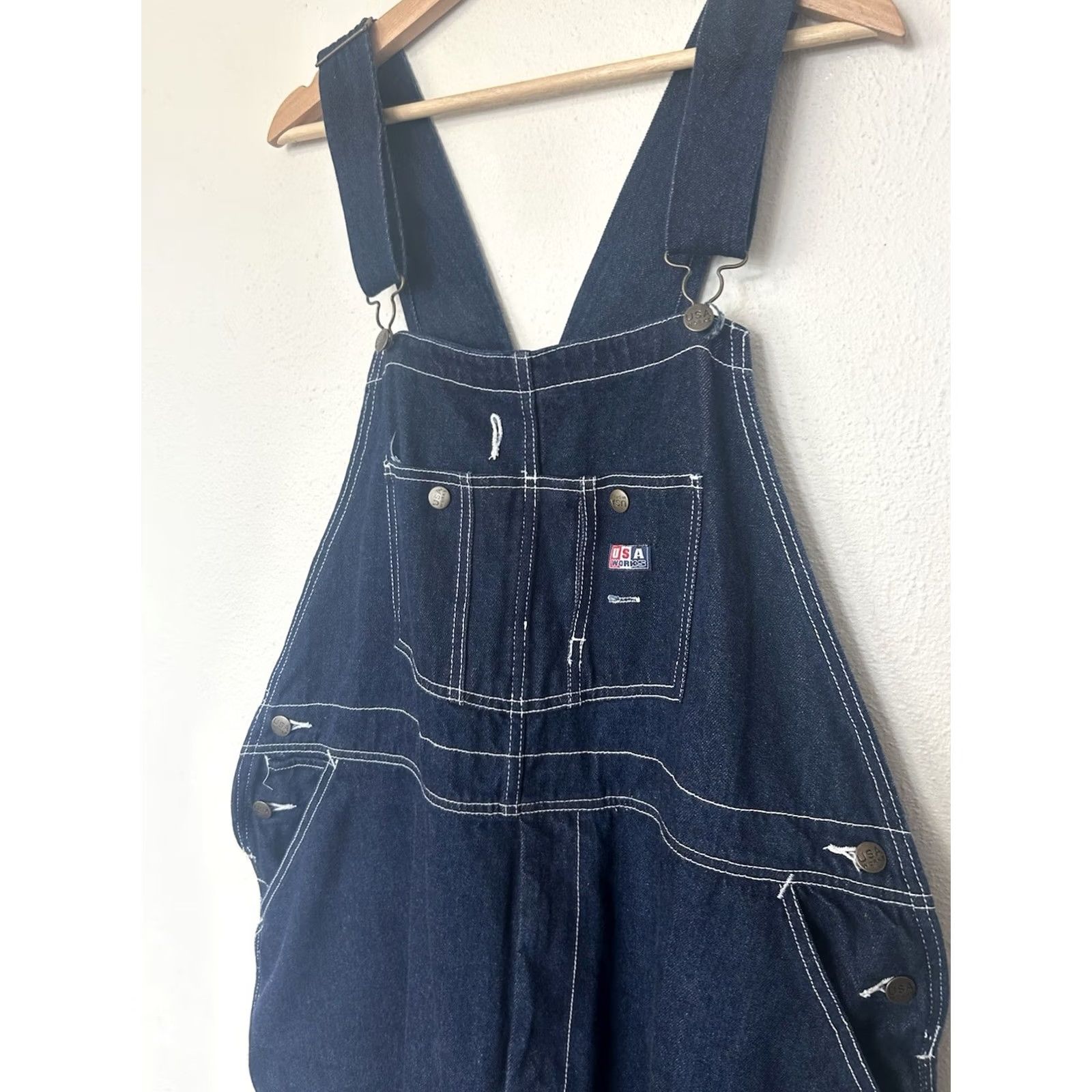 Denime VINTAGE USA Works Overalls Mens 42x30 Blue Denim Workwear Bib Carpenter Farm Size US 44 / EU 60 - 3 Thumbnail