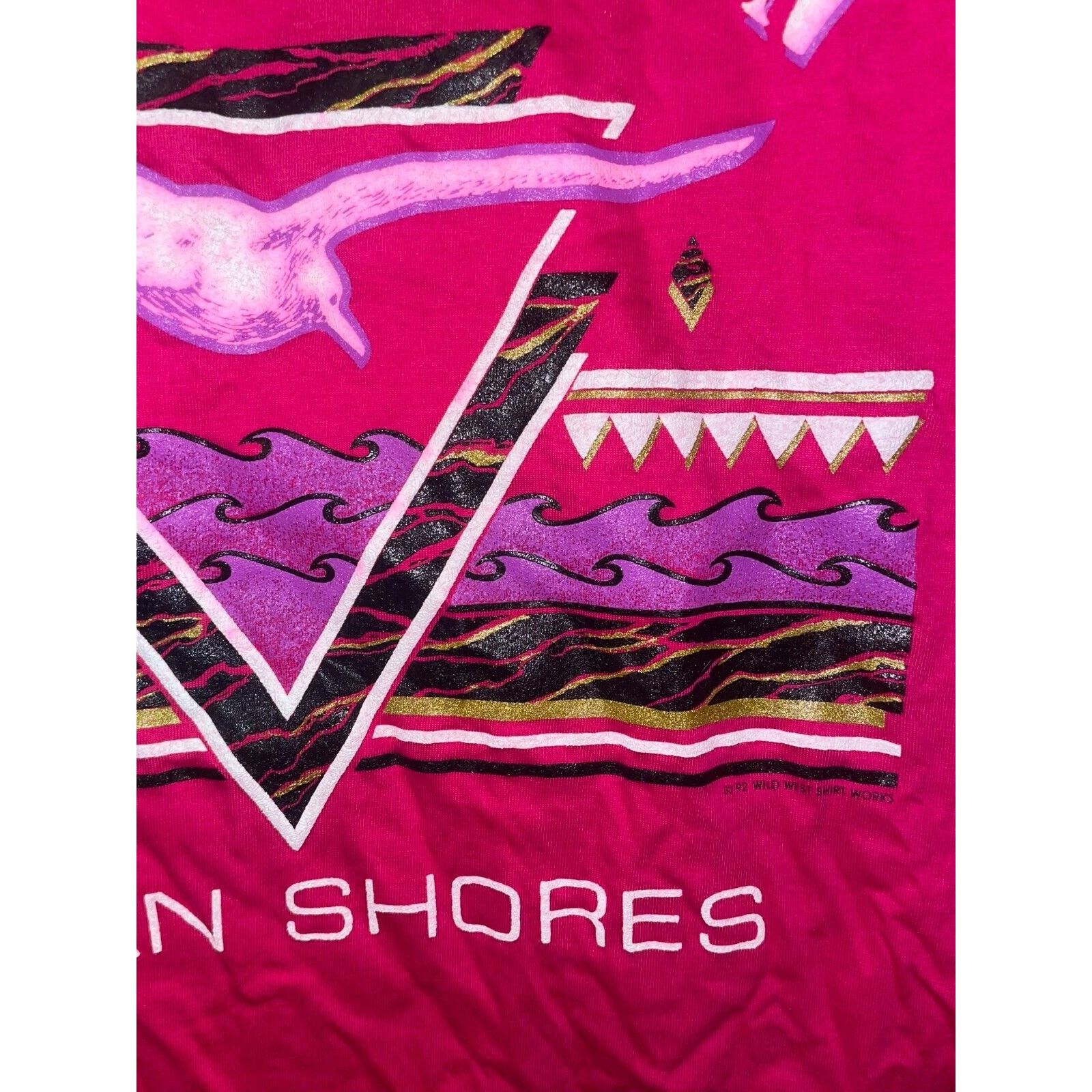 Jerzees Vintage Washington Shirt Ocean Shores Bird Tee Pink 90s VTG Size US M / EU 48-50 / 2 - 7 Thumbnail