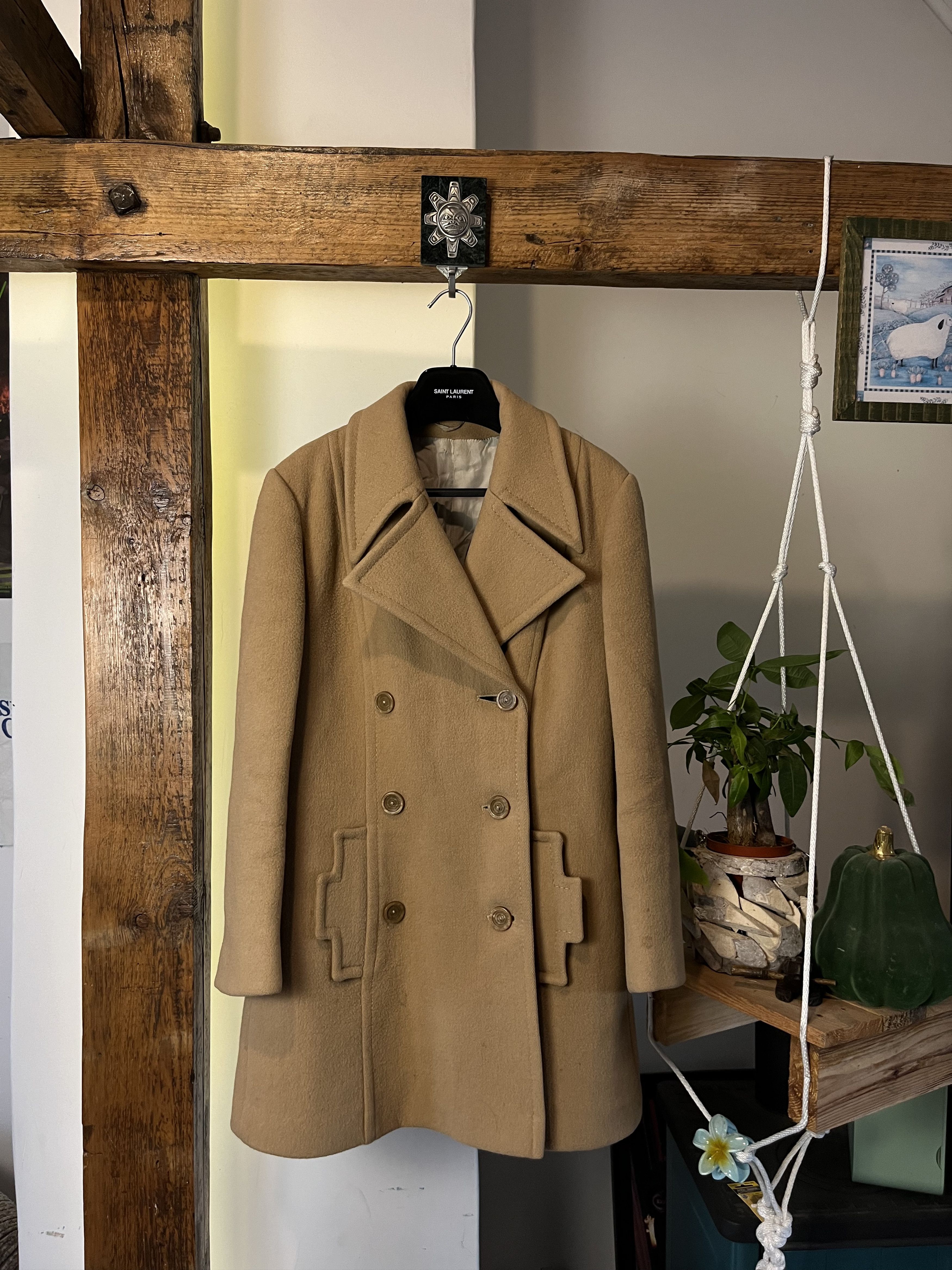 Vintage Vintage 90s Pure Wool Heavy Coat Brown Beige Size US M / EU 48-50 / 2 - 1 Thumbnail