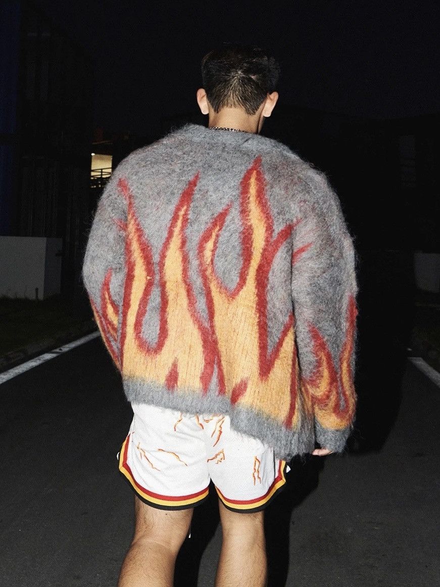 Japanese Brand × Vintage Knitted Loose Fire Cardigan Sweater Unisex Size US L / EU 52-54 / 3 - 1 Thumbnail