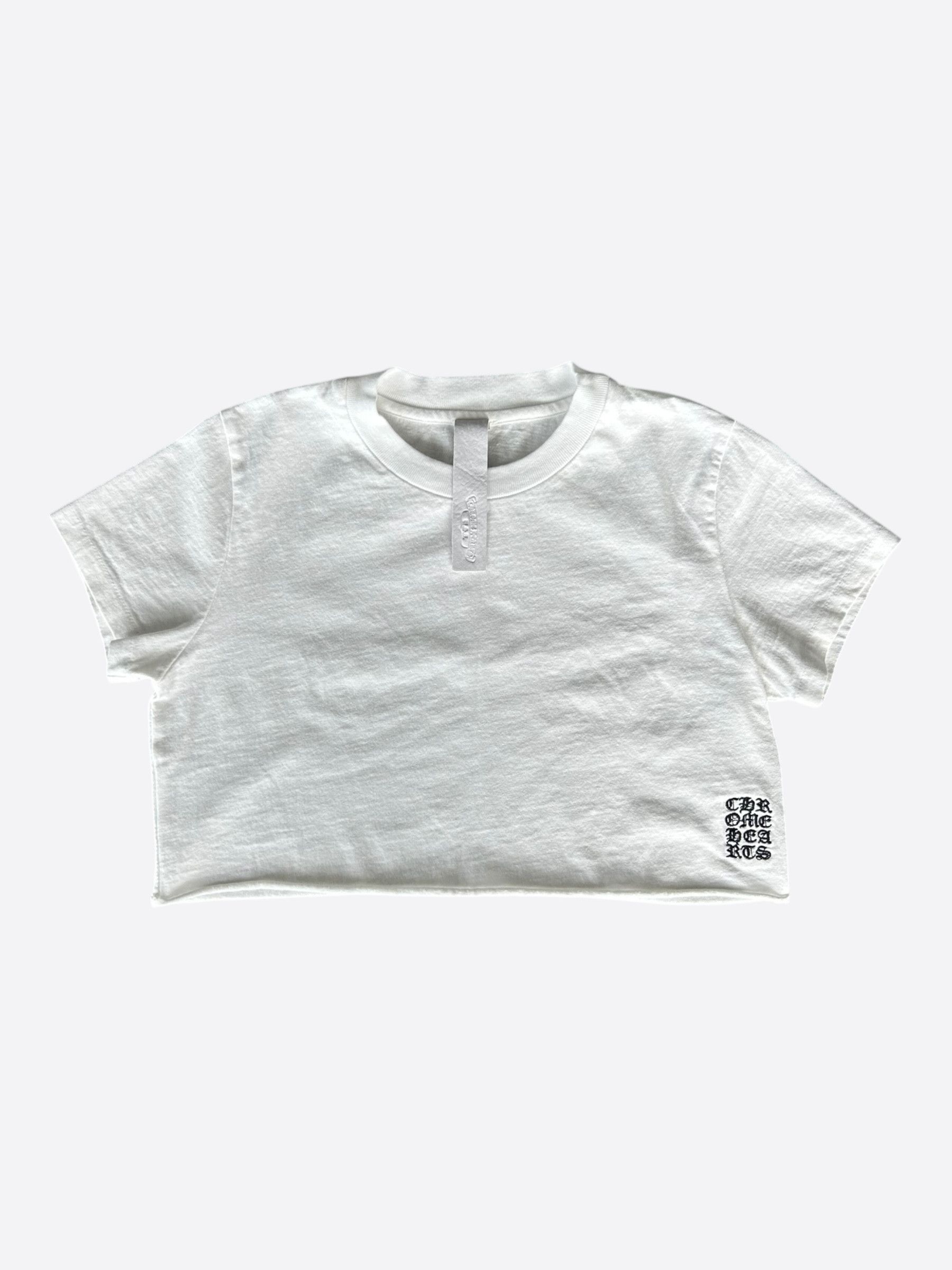 Chrome Hearts White & Black Embroidered Eyechart Logo Cropped T-Shirt Size US XS / EU 42 / 0 - 1 Thumbnail