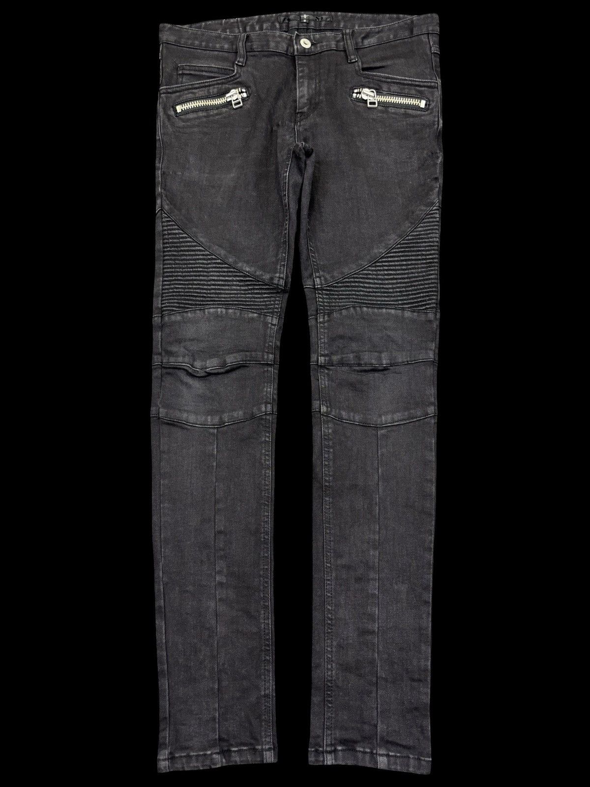 NO ID 💥Biker Denim💥No ID Biker Style Zipper Skinny Denim K28 Size US 33 - 1 Thumbnail