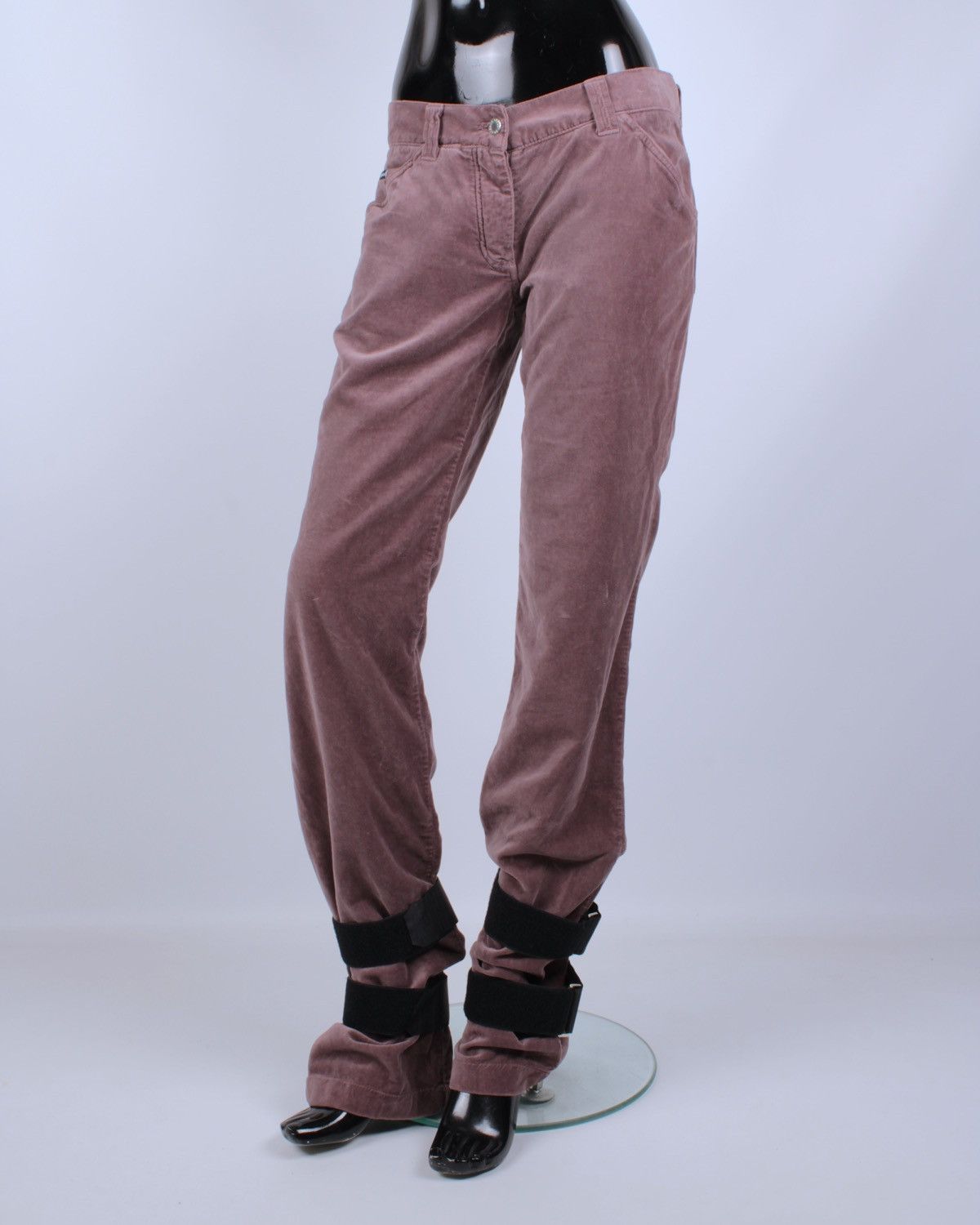 Designer × Dolce & Gabbana × Vintage DOLCE GABBANA Runway 2003 Vintage Velour Velvet Bondage Pant Size 28" / US 6 / IT 42 - 1 Thumbnail