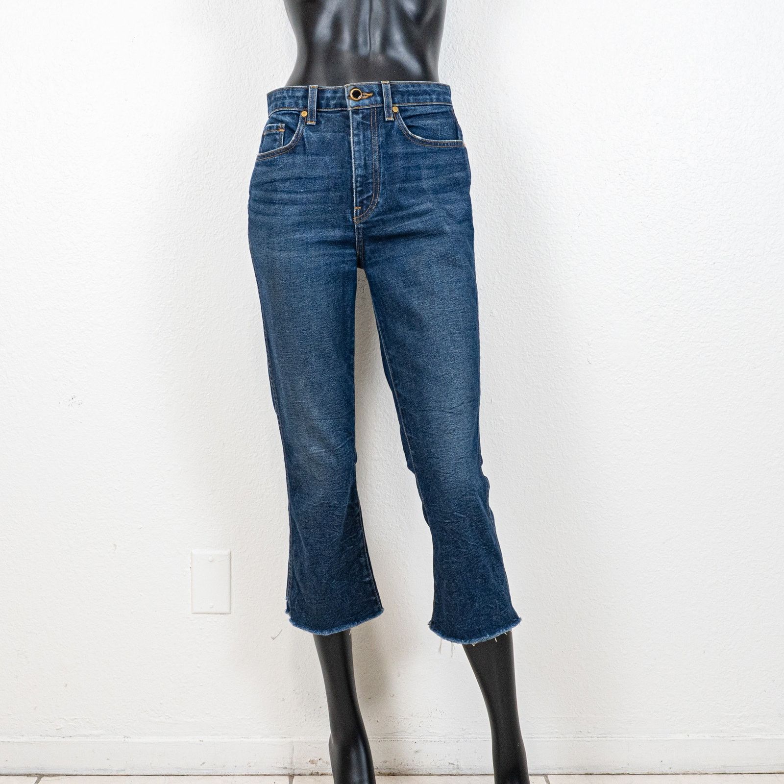 KHAITE Khaite Benny Cropped Flare Raw Denim Jeans size 26 Size 26" / US 2 / IT 38 - 2 Thumbnail